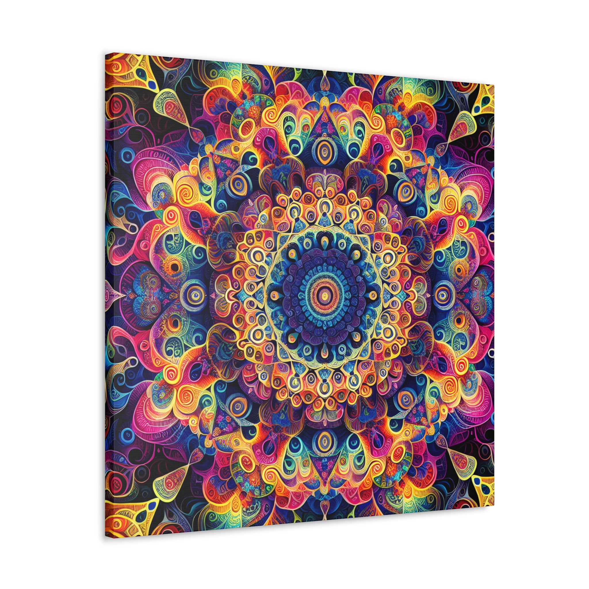 Vibrant Psychedelic Mandala Canvas Art Print - Canvas