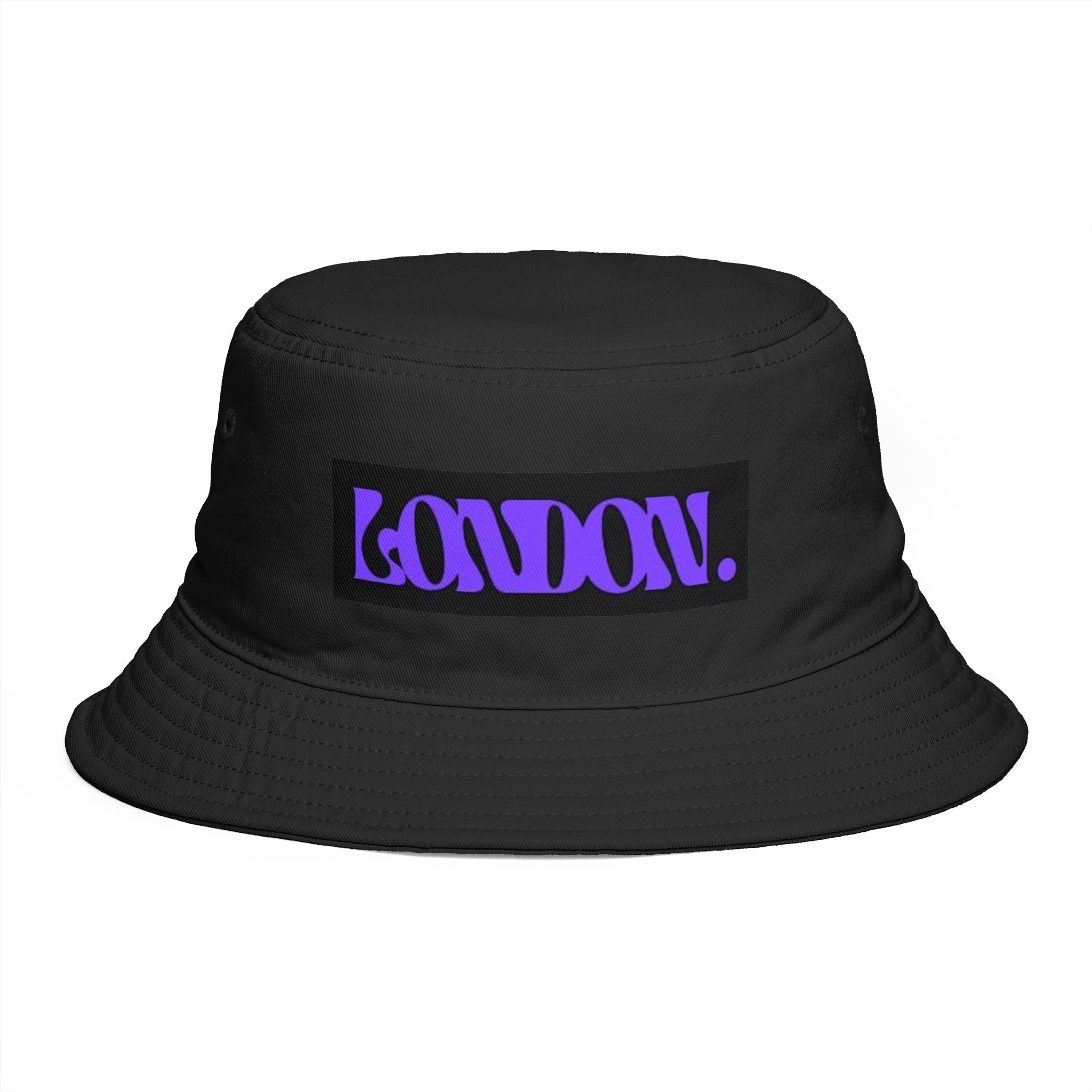 London Purple Logo Bucket Hat — Retro Streetwear Travel Cap
