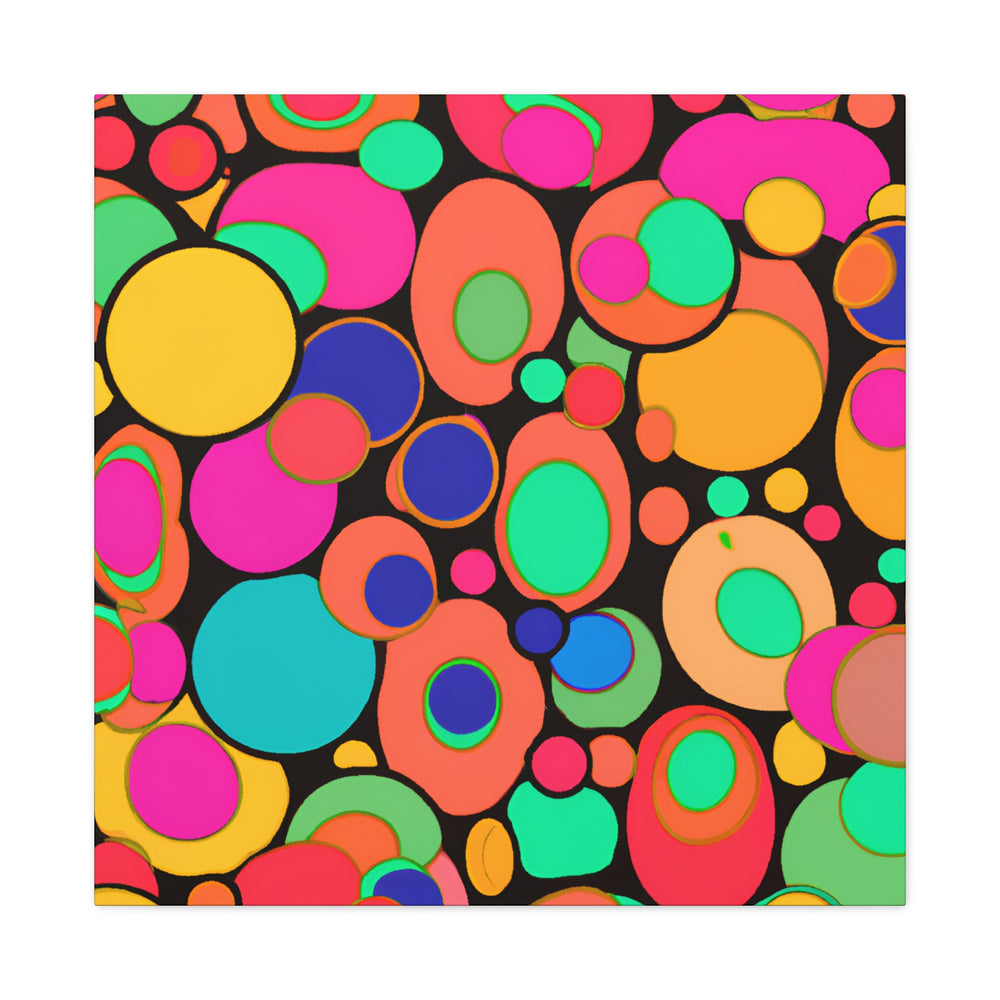 Vibrant Retro Bubble Fiesta Abstract Art Canvas - Canvas