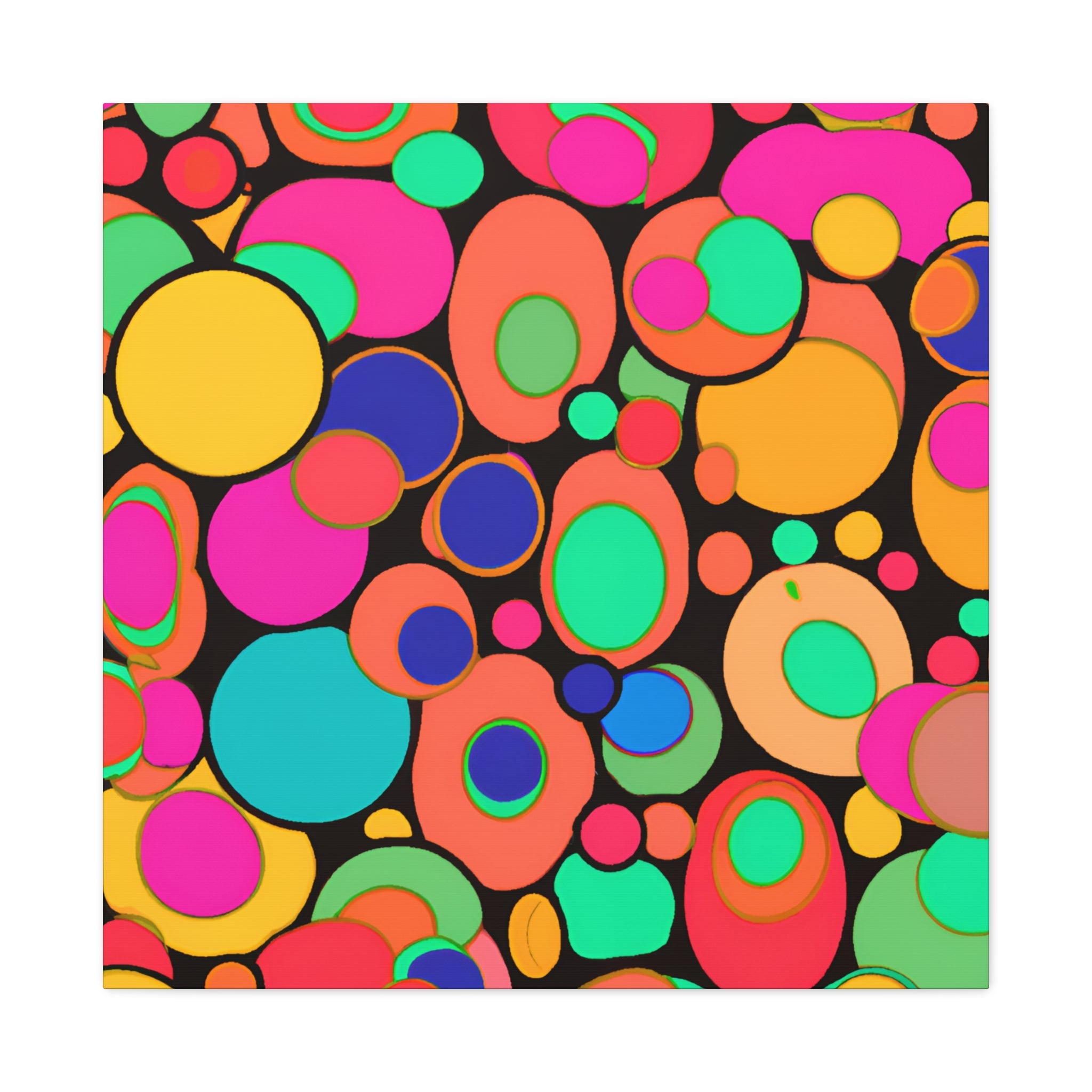 Vibrant Retro Bubble Fiesta Abstract Art Canvas - Canvas