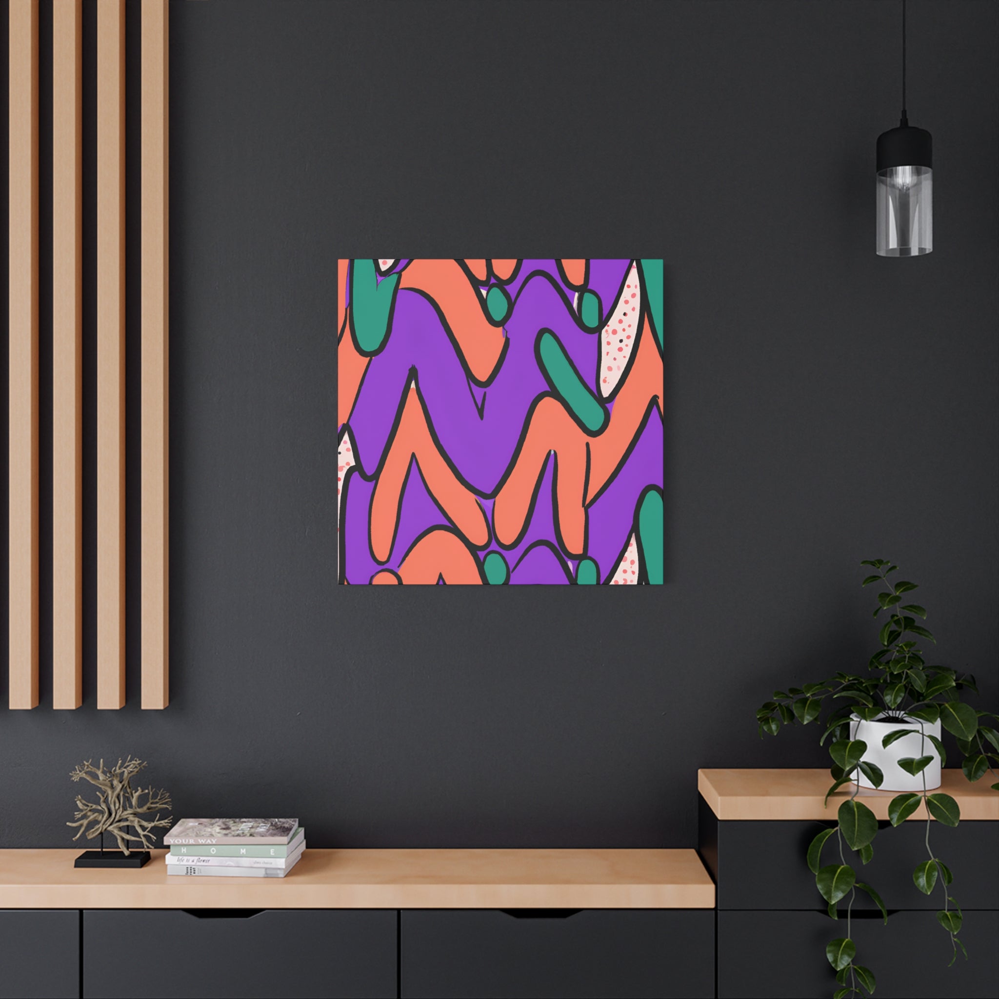 Vibrant Abstract Wiggles and Waves Canvas Art - Canvas
