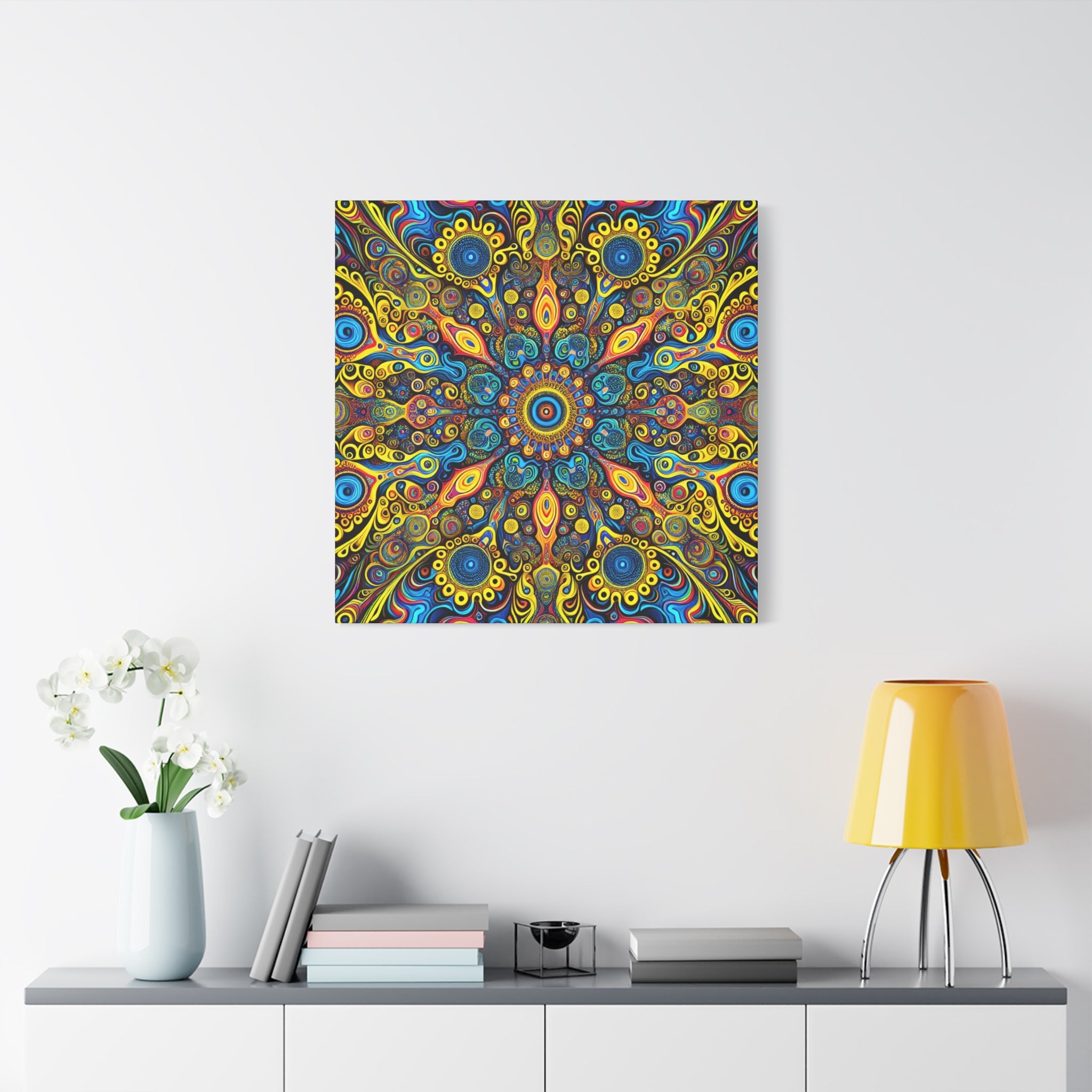 Psychedelic Kaleidoscope Mandala Canvas Art Print - Canvas