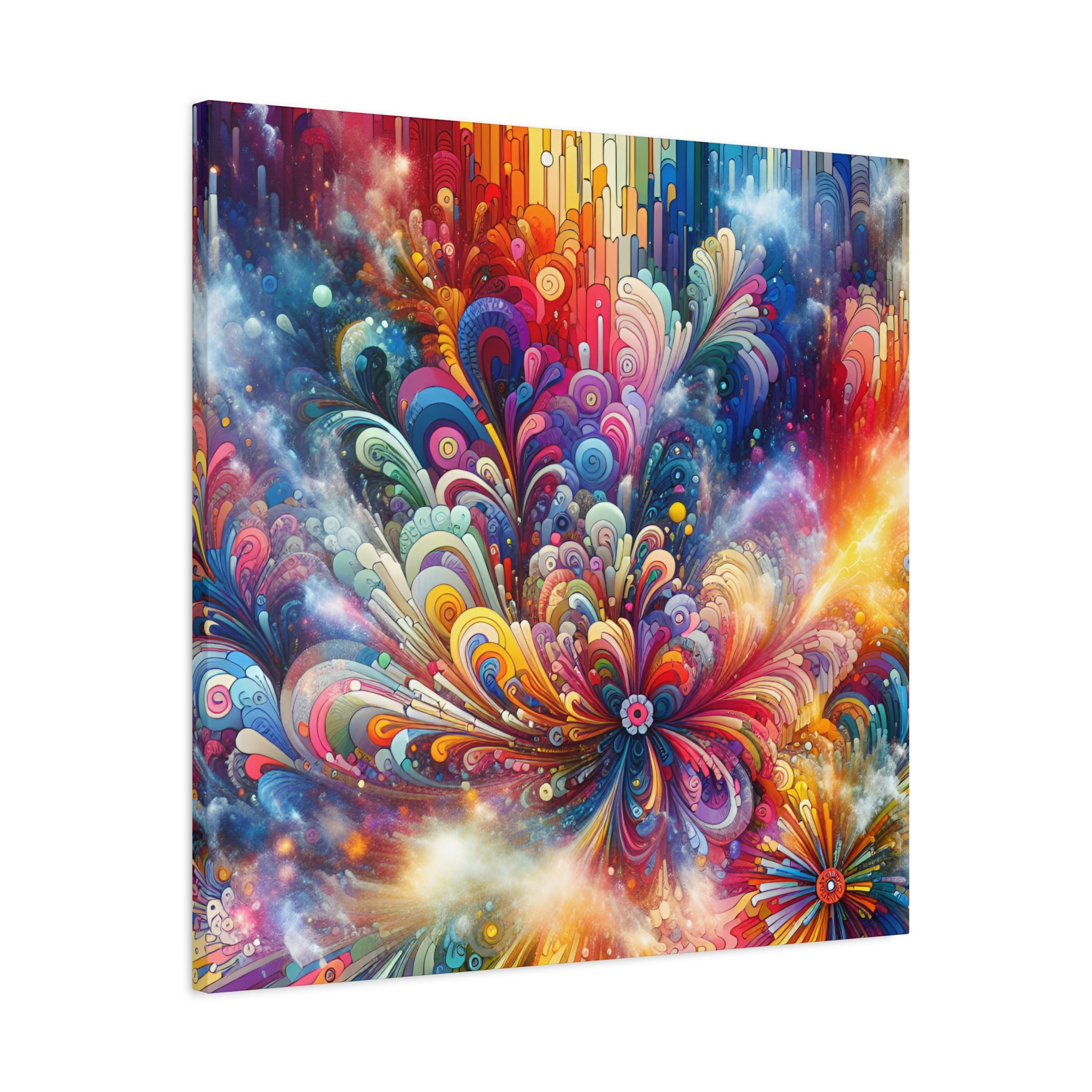 Cosmic Bloom Explosion Colorful Abstract Art Canvas - Canvas