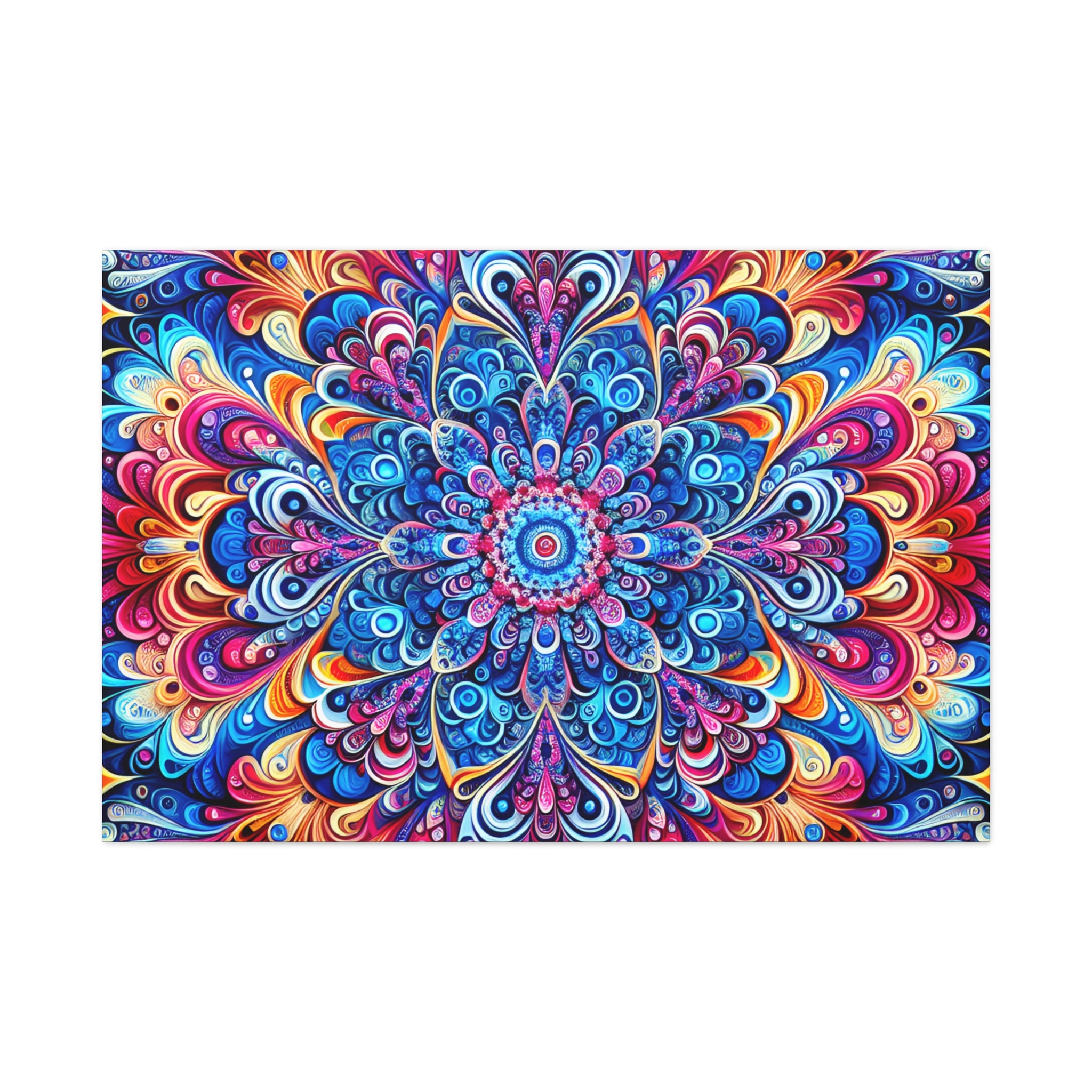 Vibrant Psychedelic Mandala Canvas Art Print - Canvas