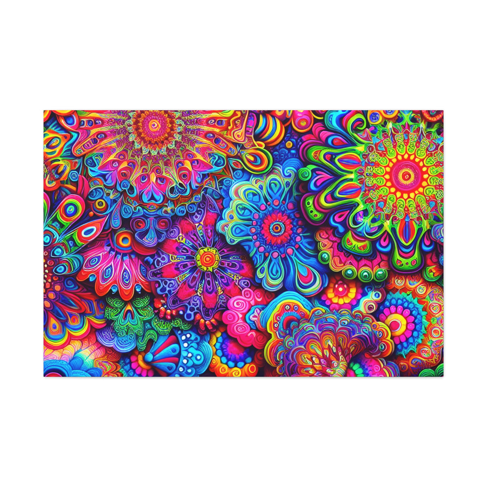 Psychedelic Floral Kaleidoscope Canvas Art Print - Canvas