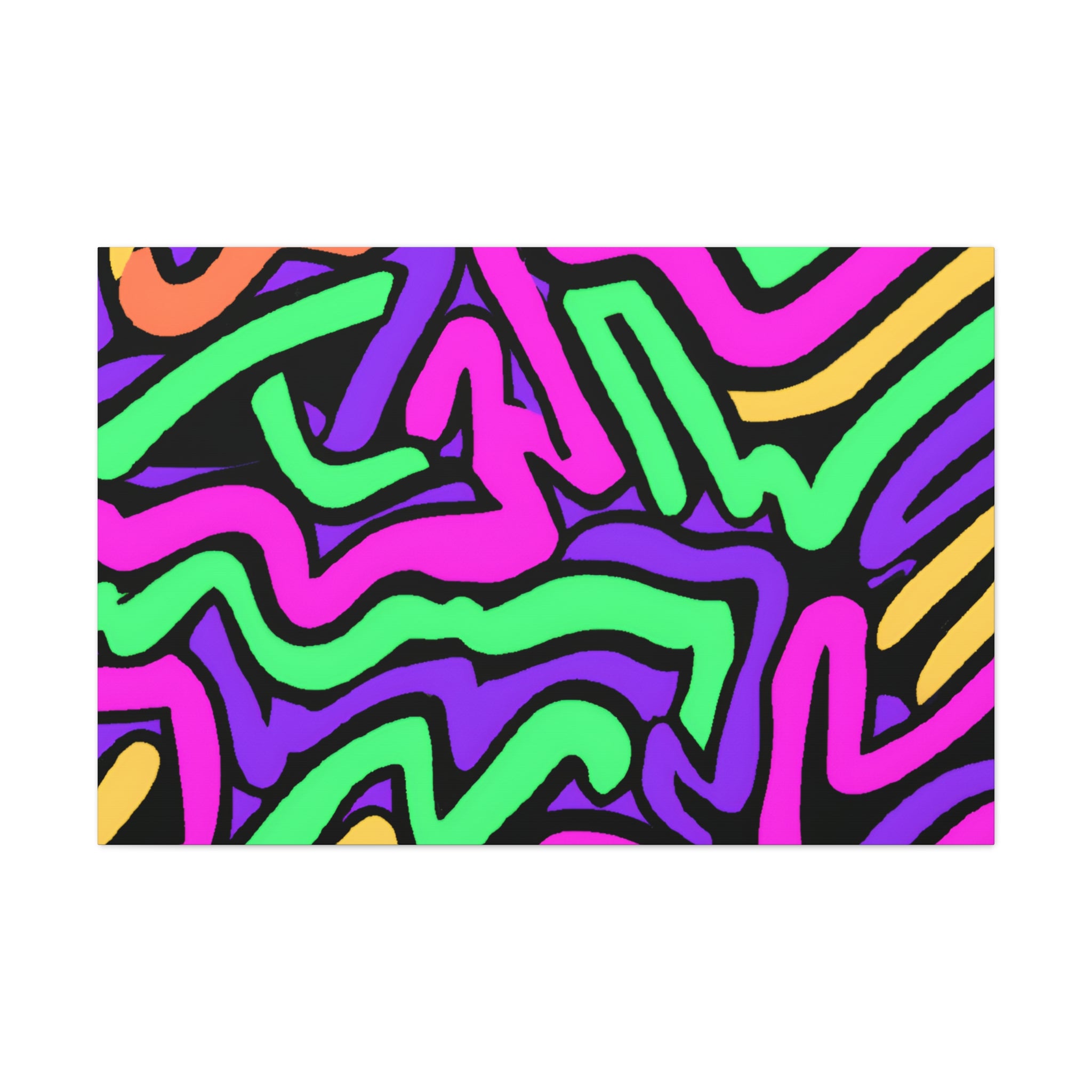 Vibrant Neon Waves Abstract Art Canvas - Canvas