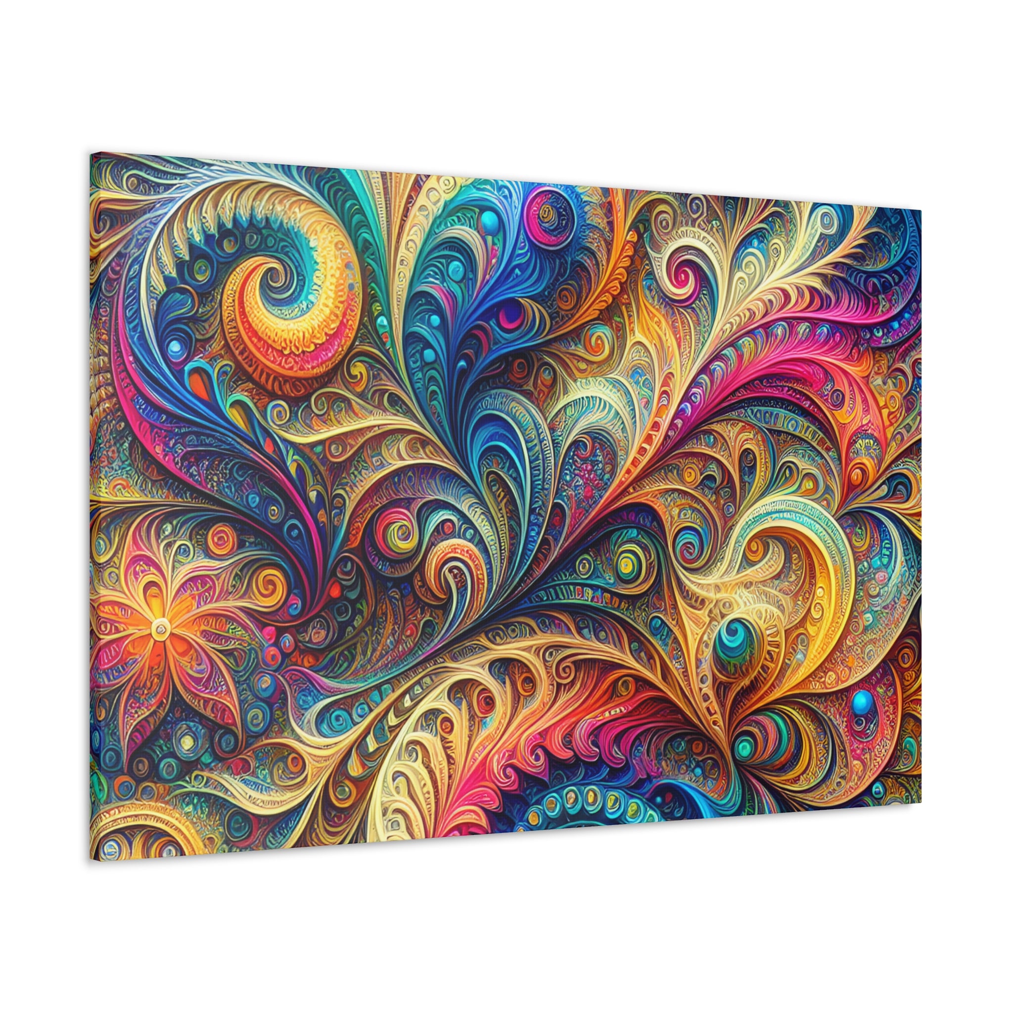 Vibrant Psychedelic Paisley Swirl Canvas Art Print - Canvas