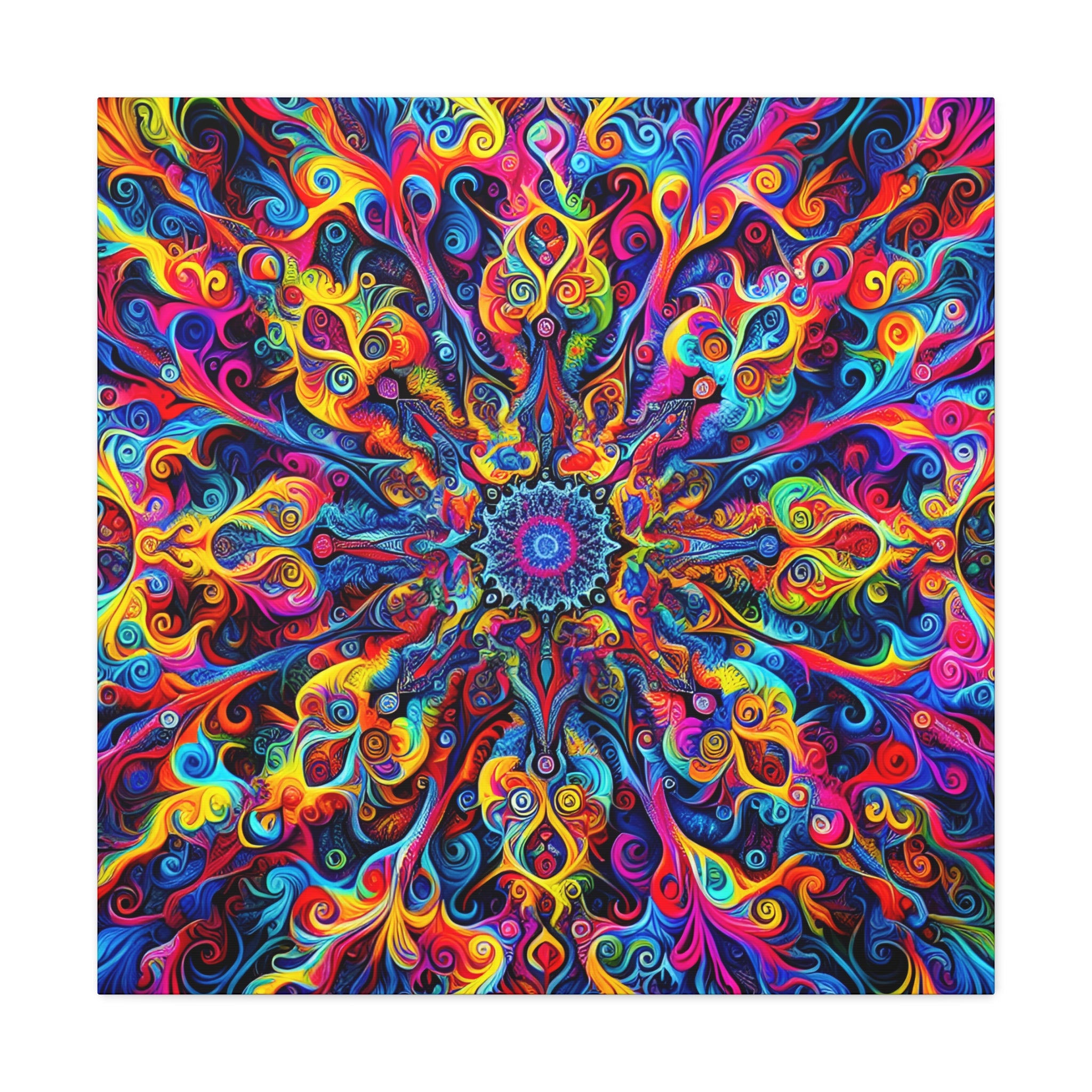 Psychedelic Mandala Explosion Colorful Abstract Art Canvas - Canvas