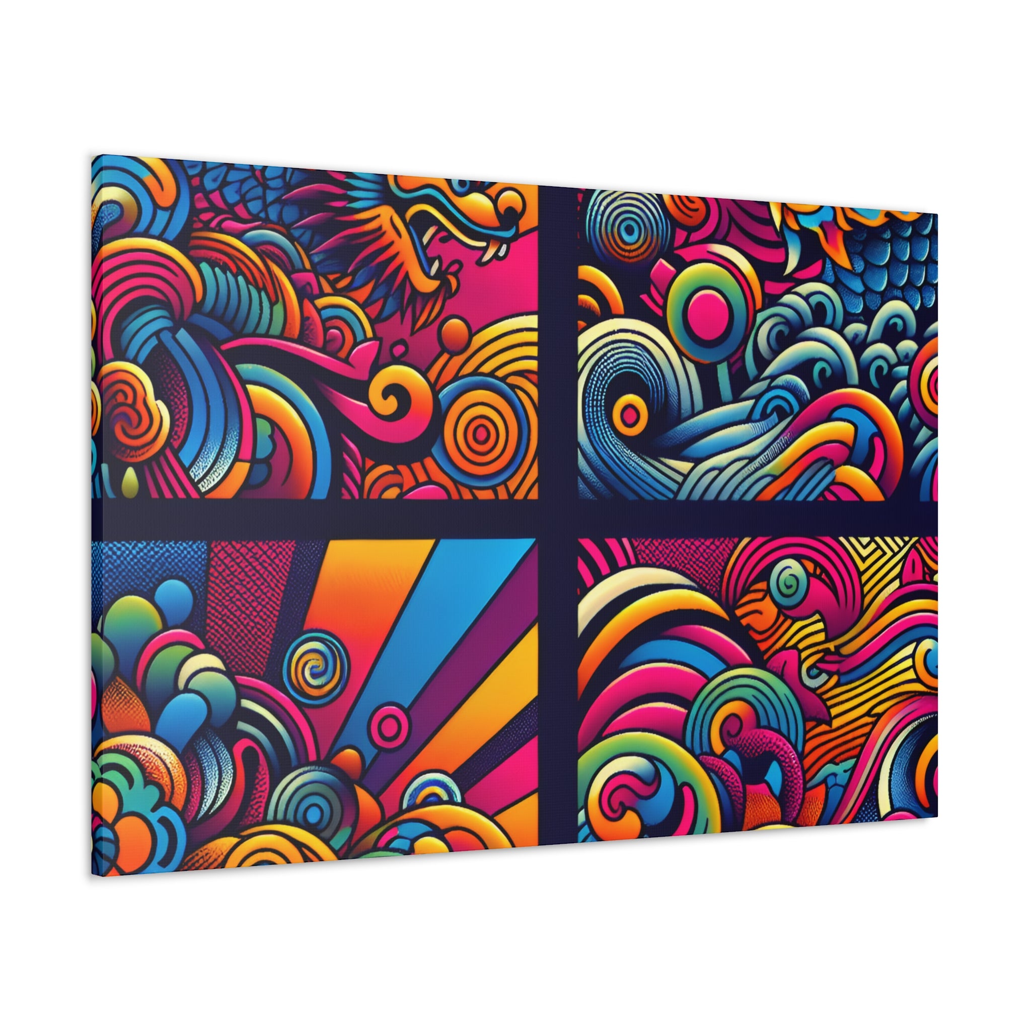 Vibrant Mythical Dragon Energy Abstract Canvas Art - Canvas