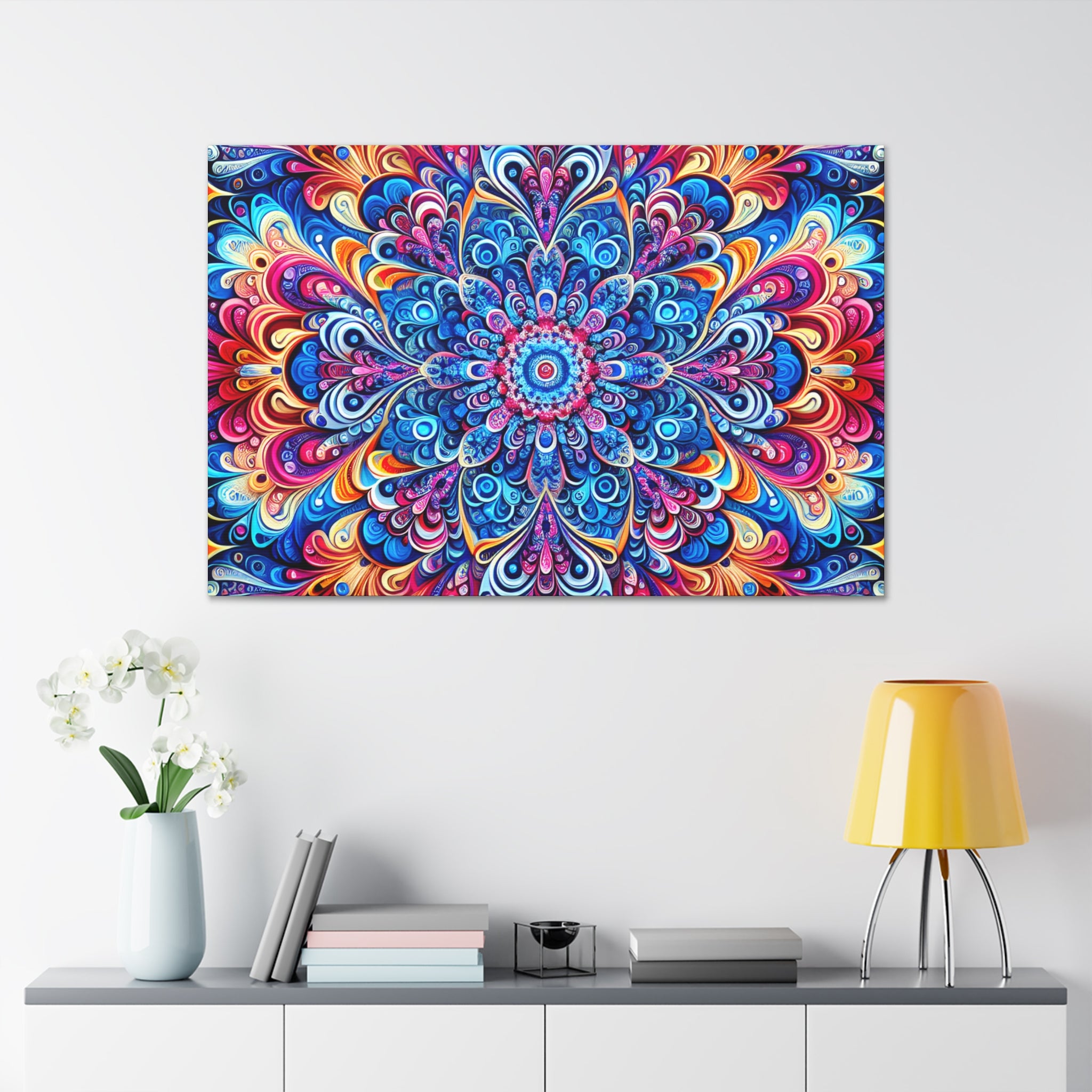 Vibrant Psychedelic Mandala Canvas Art Print - Canvas