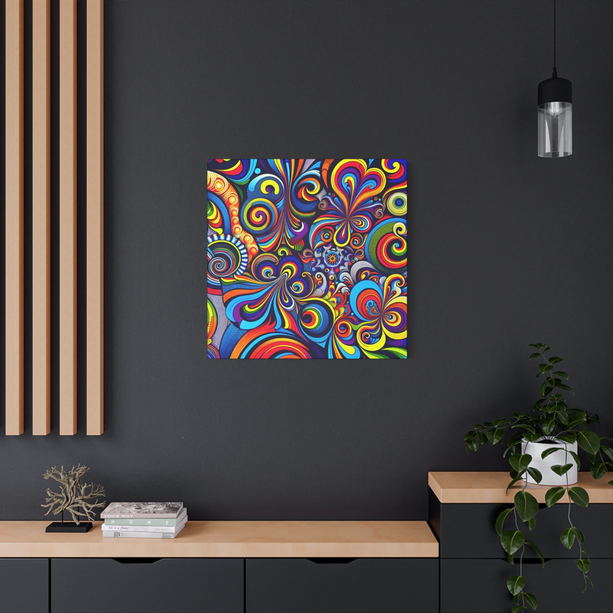 Vibrant Psychedelic Swirls Abstract Art Canvas - Canvas