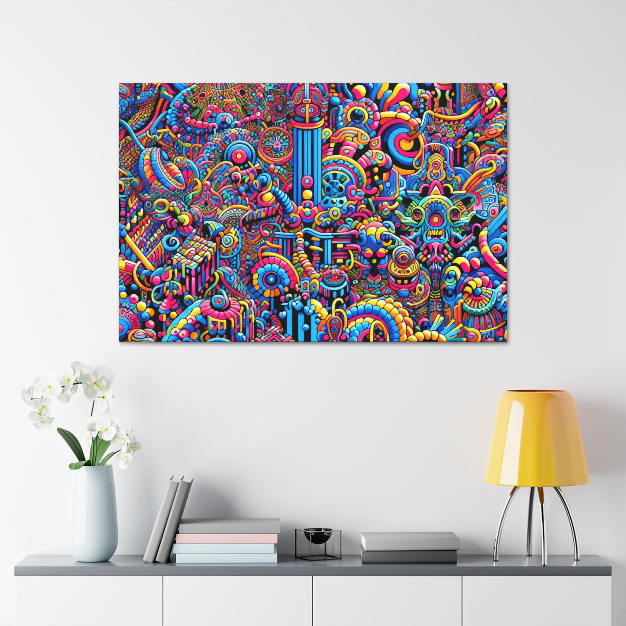 Psychedelic Dreamscape Vibrant Abstract Canvas Art - Canvas