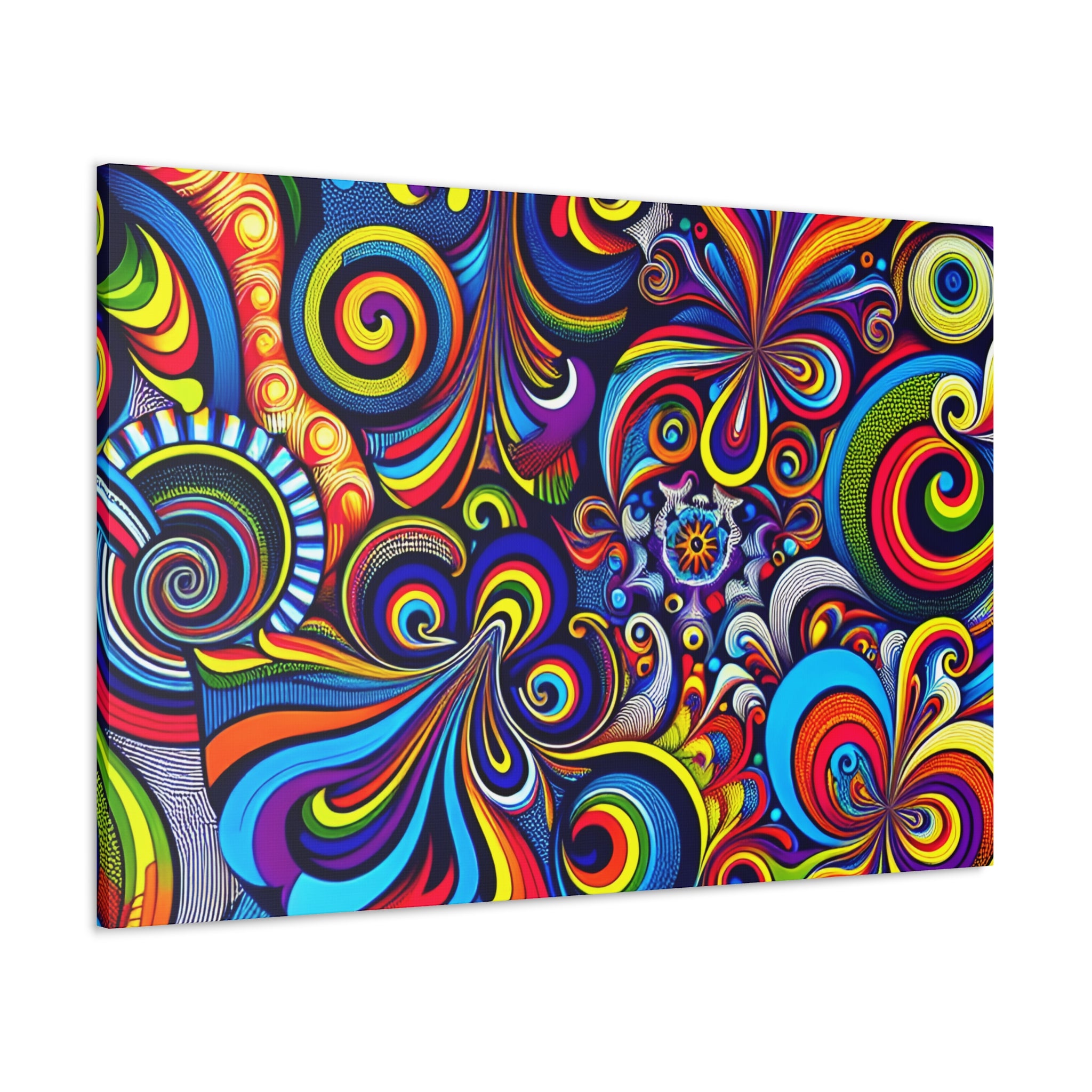 Vibrant Psychedelic Swirls Abstract Art Canvas - Canvas