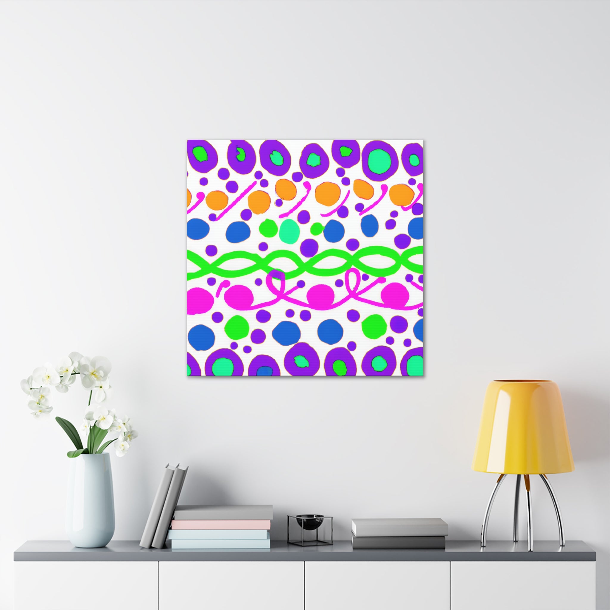 Vibrant Abstract Bubbles and Waves Canvas Art - Canvas