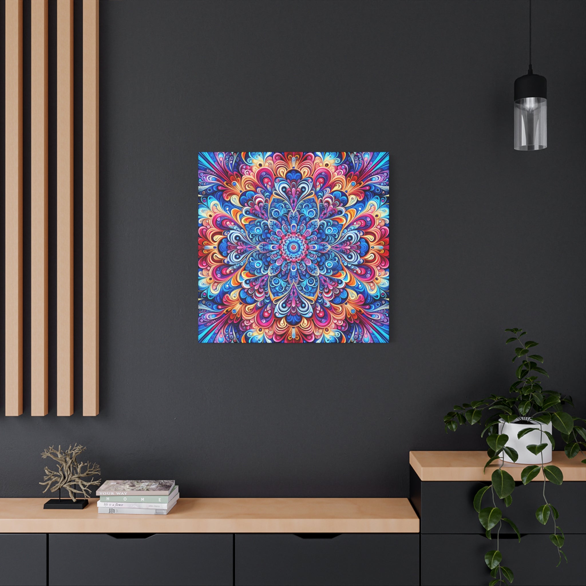 Vibrant Psychedelic Mandala Canvas Art Print - Canvas