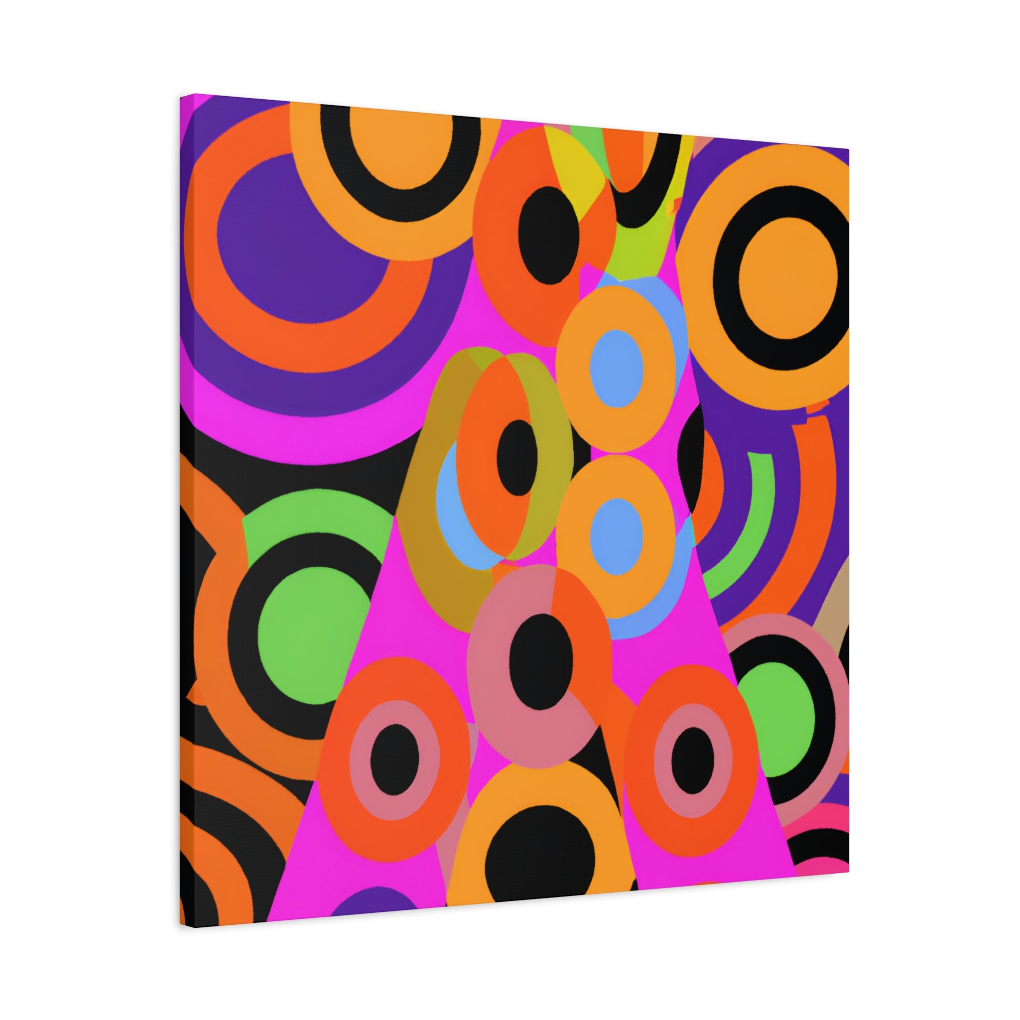 Vibrant Retro Circles Abstract Art Canvas - Canvas