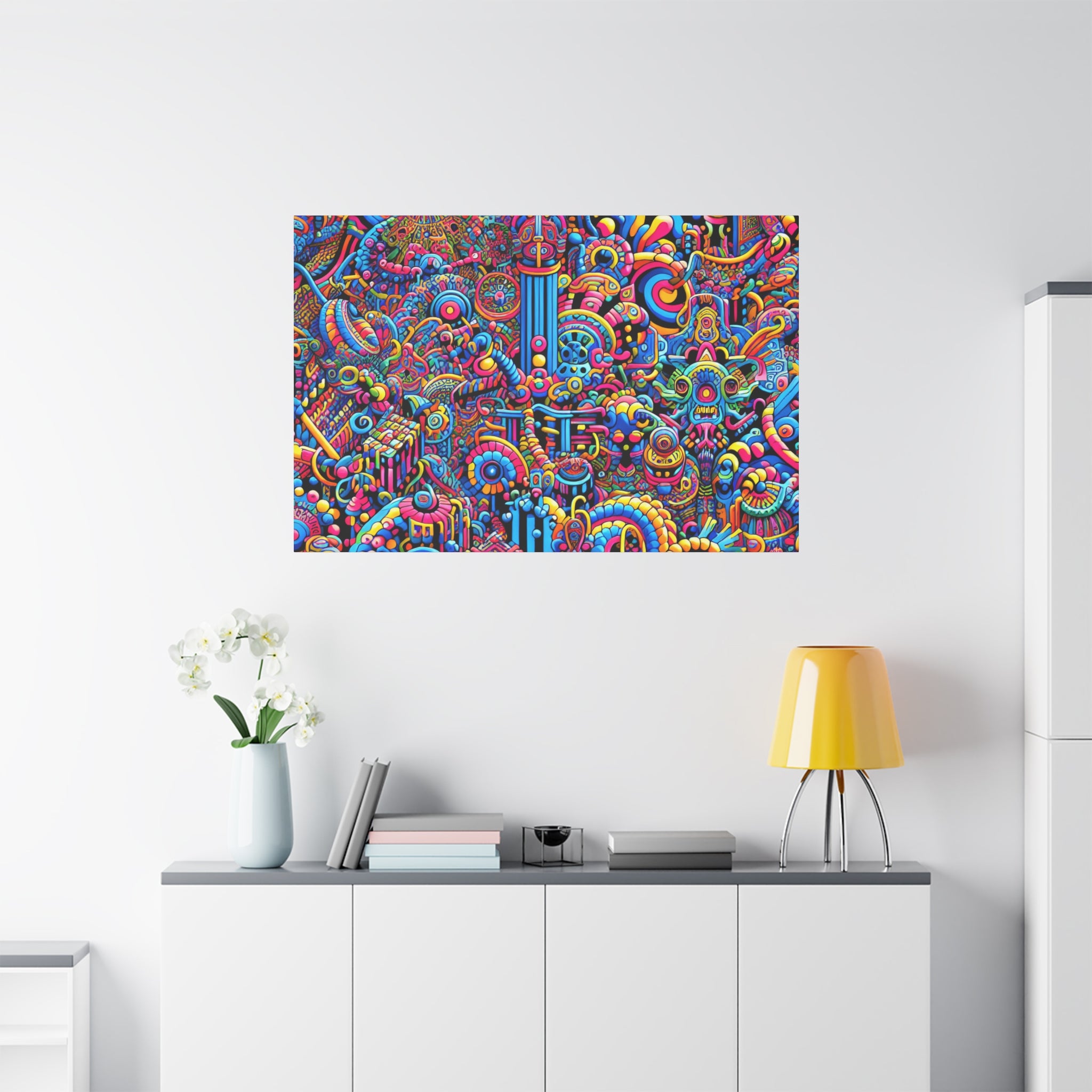 Psychedelic Dreamscape Vibrant Abstract Canvas Art - Canvas