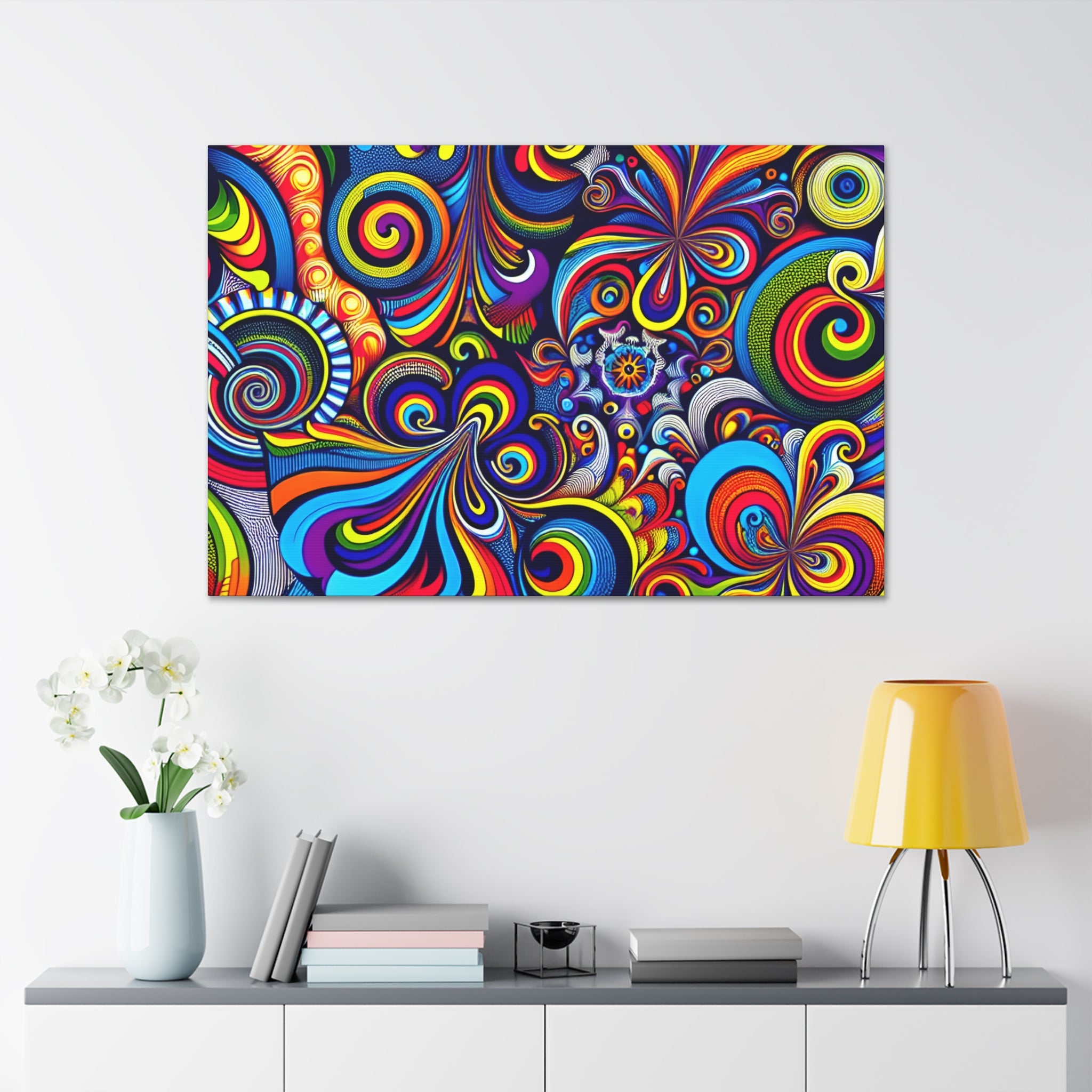 Vibrant Psychedelic Swirls Abstract Art Canvas - Canvas