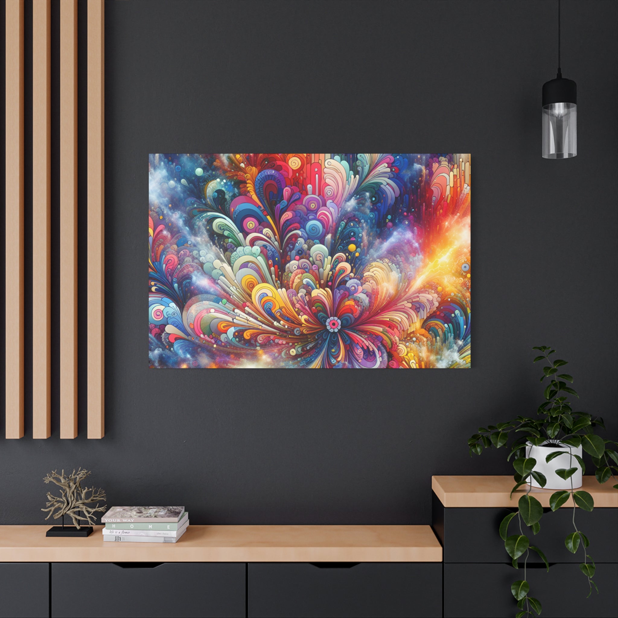 Cosmic Bloom Explosion Colorful Abstract Art Canvas - Canvas