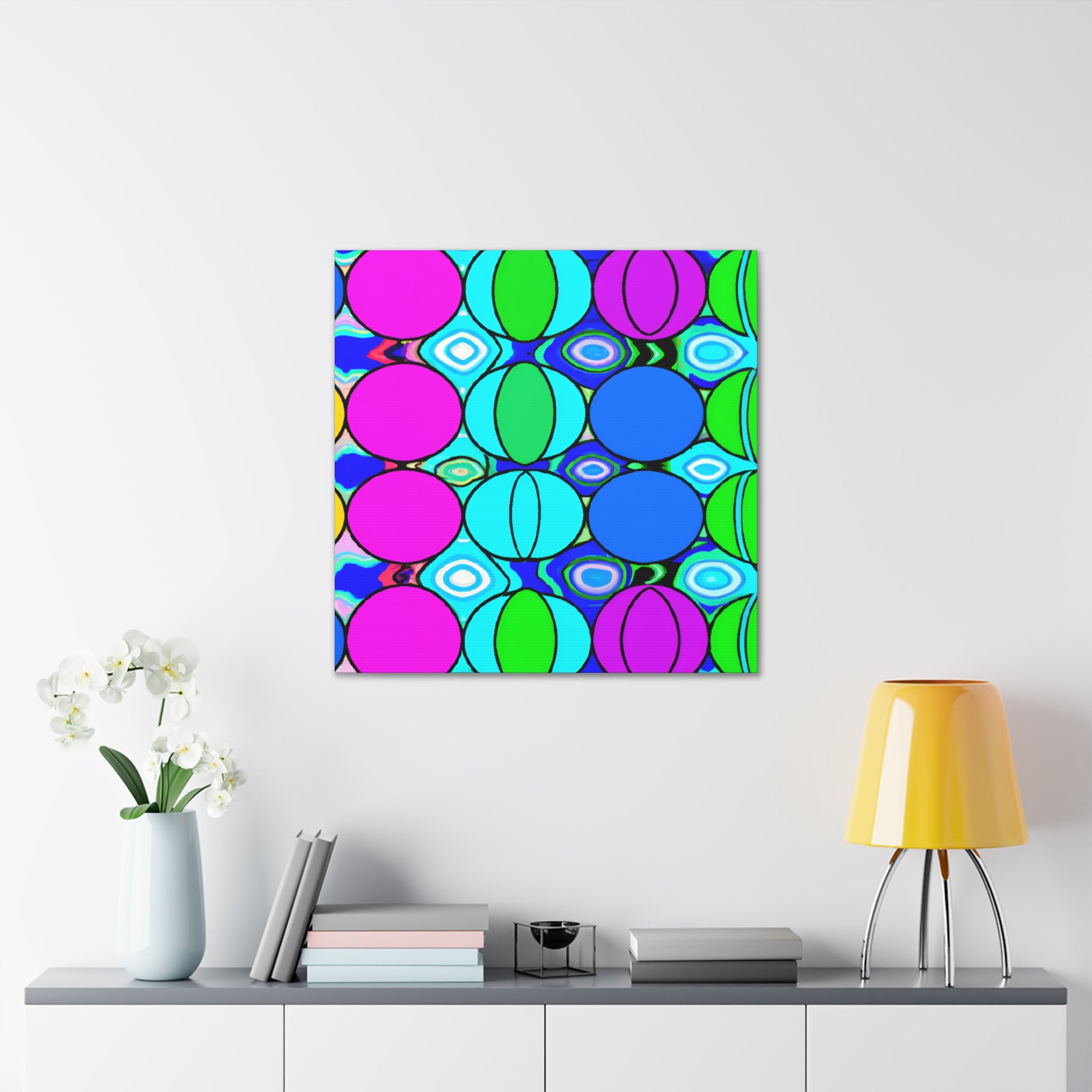 Vibrant Geometric Spheres Abstract Art Canvas - Canvas