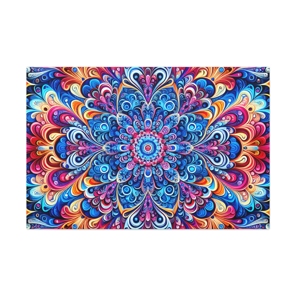 Vibrant Psychedelic Mandala Canvas Art Print - Canvas