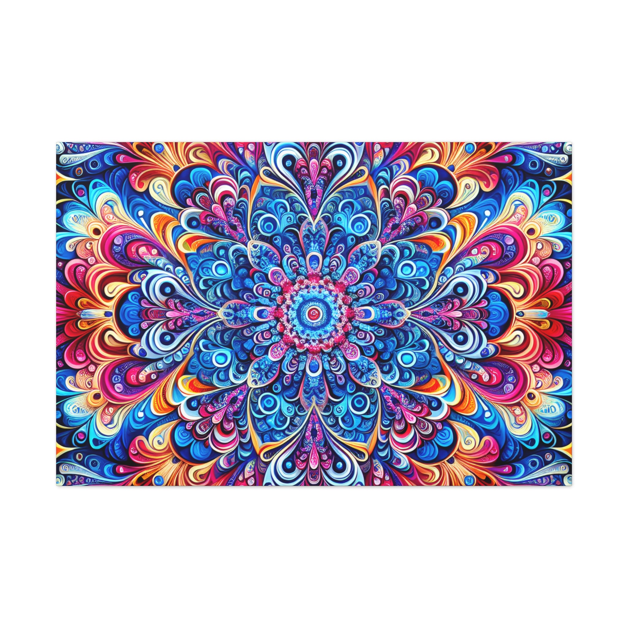 Vibrant Psychedelic Mandala Canvas Art Print - Canvas