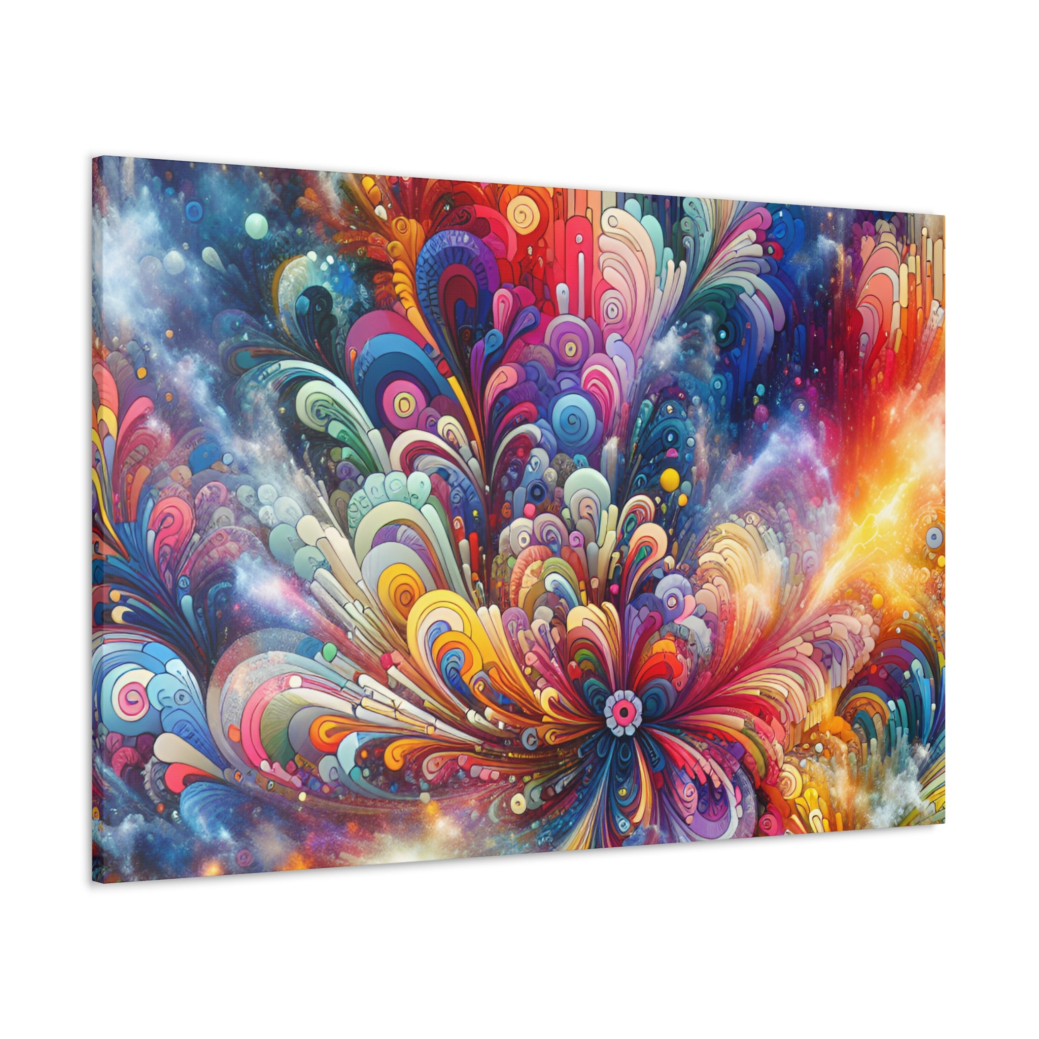 Cosmic Bloom Explosion Colorful Abstract Art Canvas - Canvas