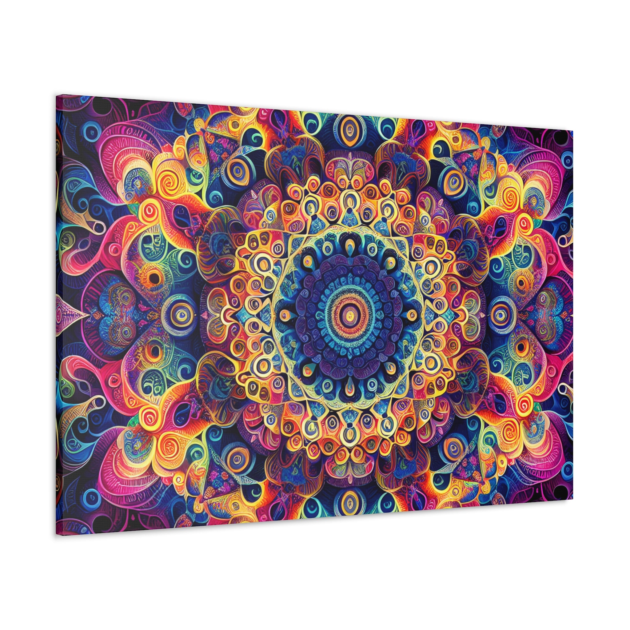 Vibrant Psychedelic Mandala Canvas Art Print - Canvas