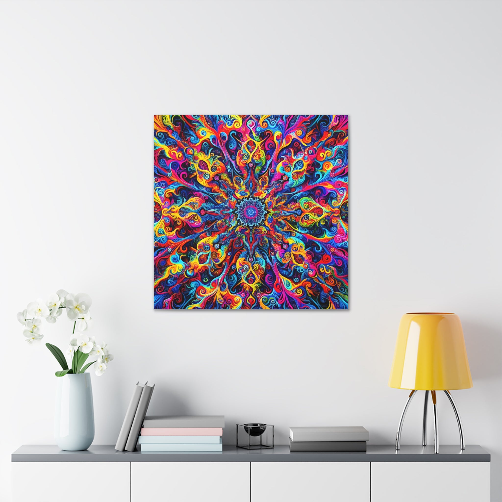 Psychedelic Mandala Explosion Colorful Abstract Art Canvas - Canvas