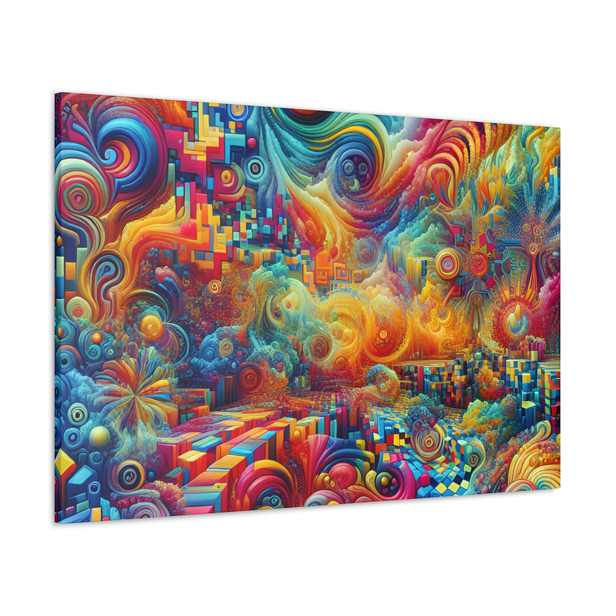 Vibrant Vortex of Psychedelic Dreams Canvas Art Print - Canvas