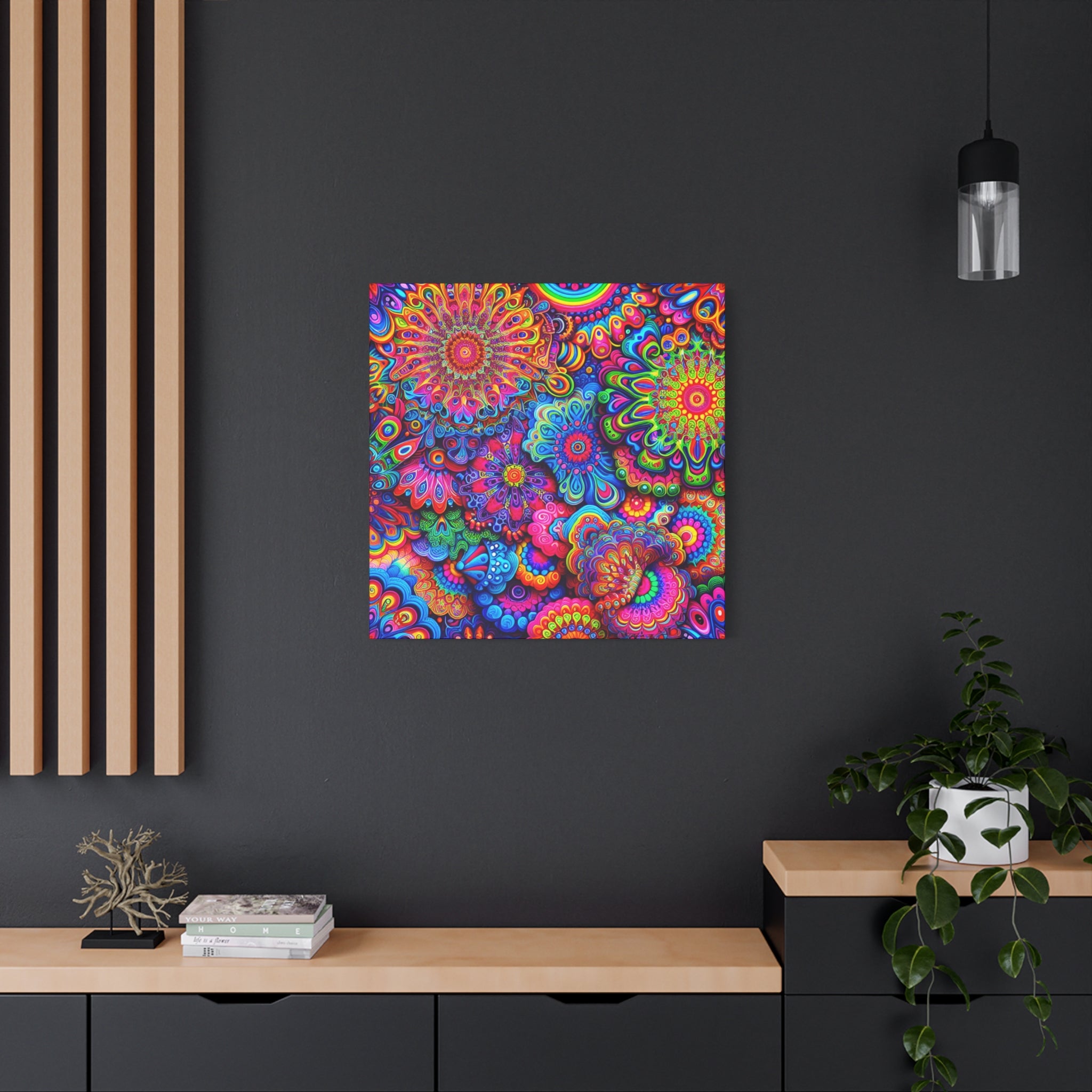 Psychedelic Floral Kaleidoscope Canvas Art Print - Canvas