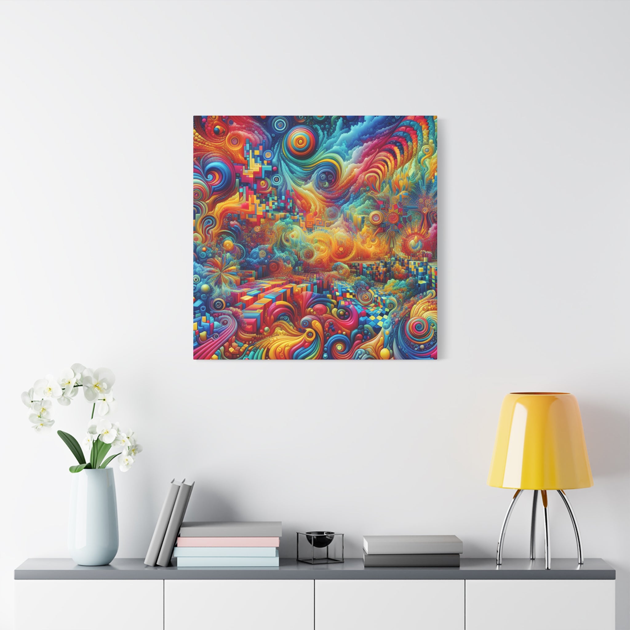 Vibrant Vortex of Psychedelic Dreams Canvas Art Print - Canvas
