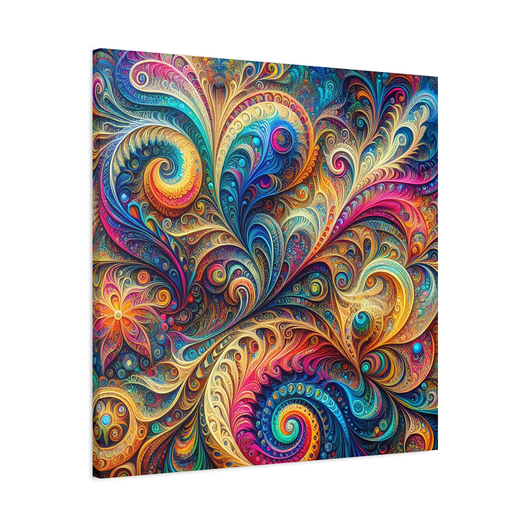 Vibrant Psychedelic Paisley Swirl Canvas Art Print - Canvas