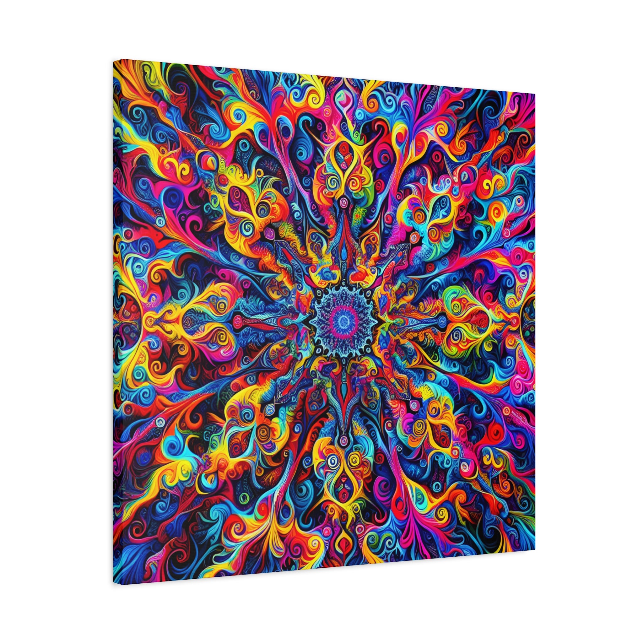 Psychedelic Mandala Explosion Colorful Abstract Art Canvas - Canvas