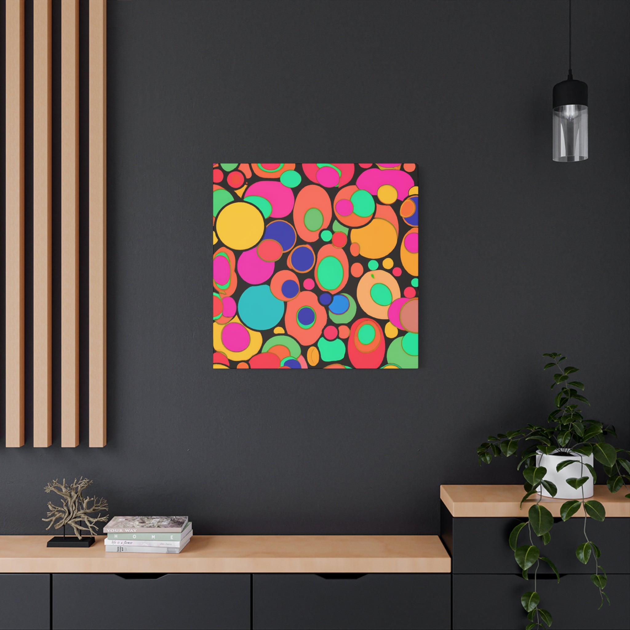 Vibrant Retro Bubble Fiesta Abstract Art Canvas - Canvas