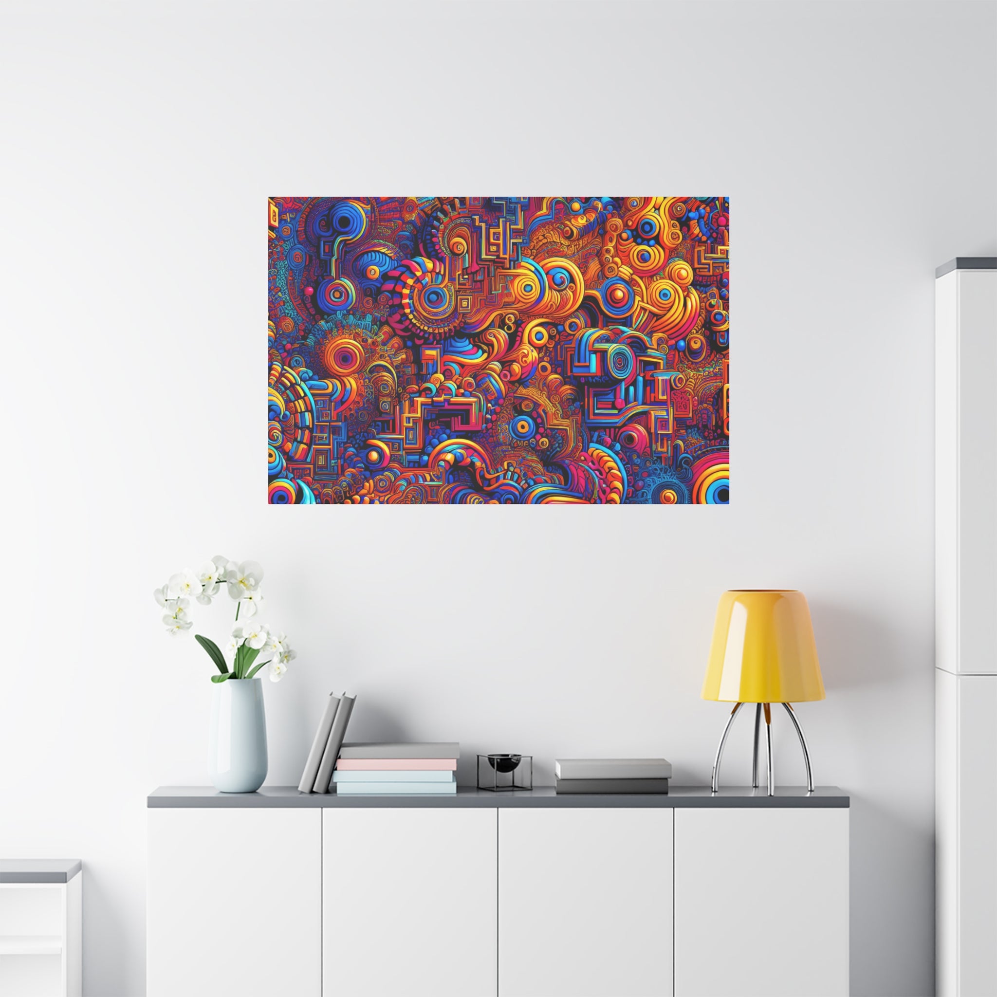 Psychedelic Vortex of Colors Abstract Art Canvas - Canvas
