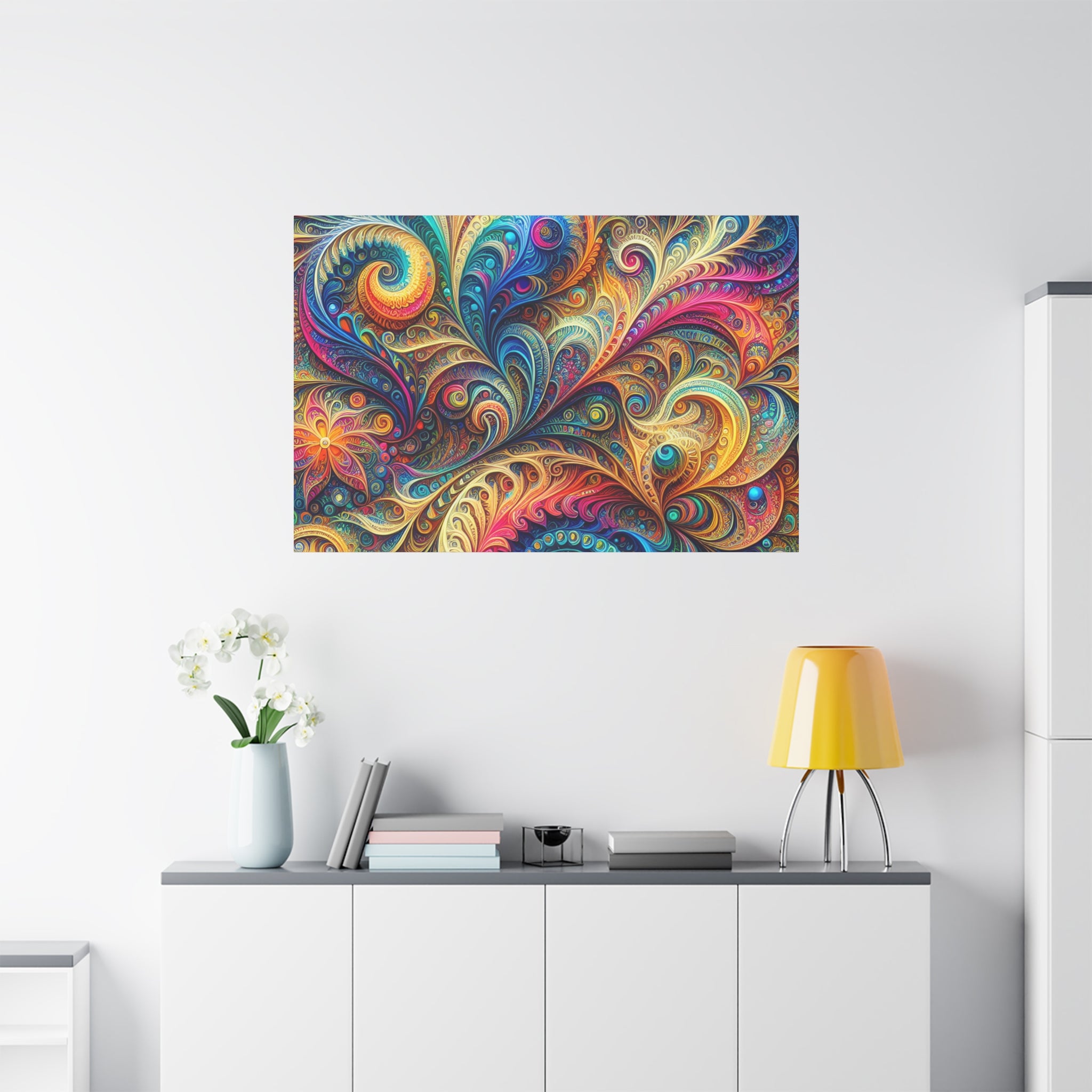 Vibrant Psychedelic Paisley Swirl Canvas Art Print - Canvas