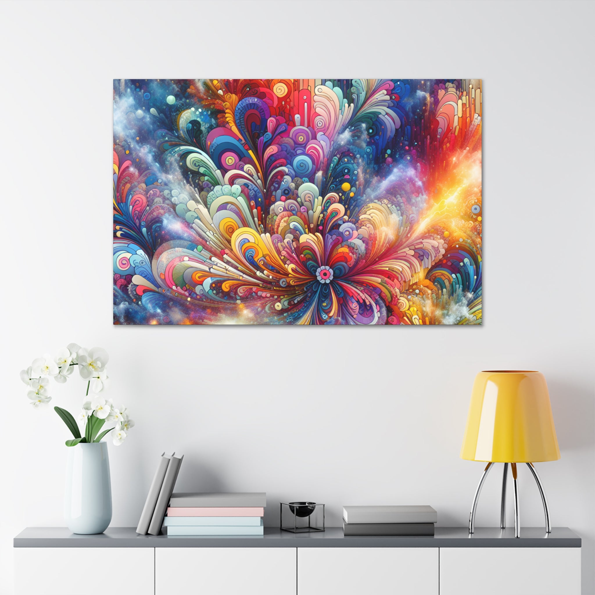 Cosmic Bloom Explosion Colorful Abstract Art Canvas - Canvas