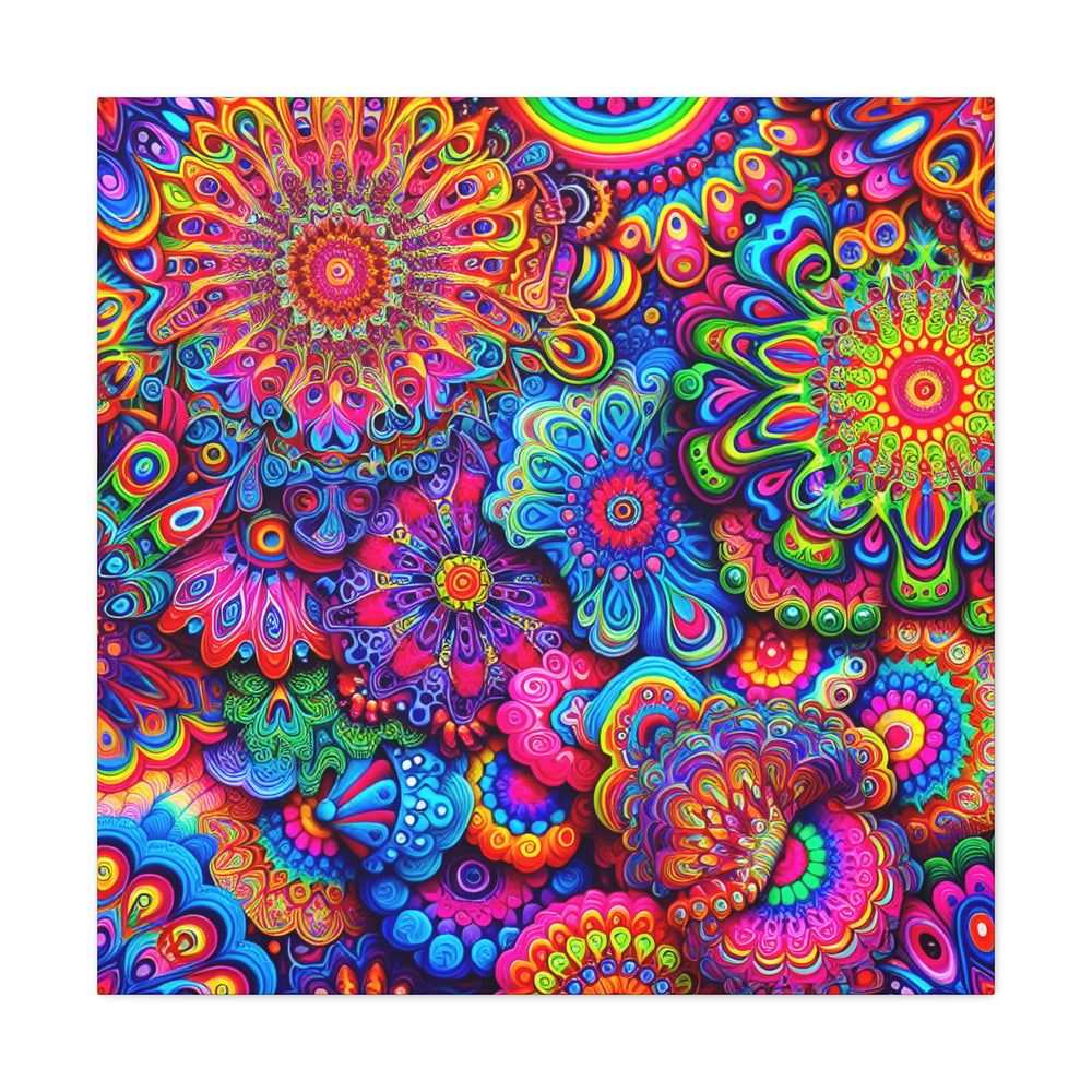 Psychedelic Floral Kaleidoscope Canvas Art Print - Canvas