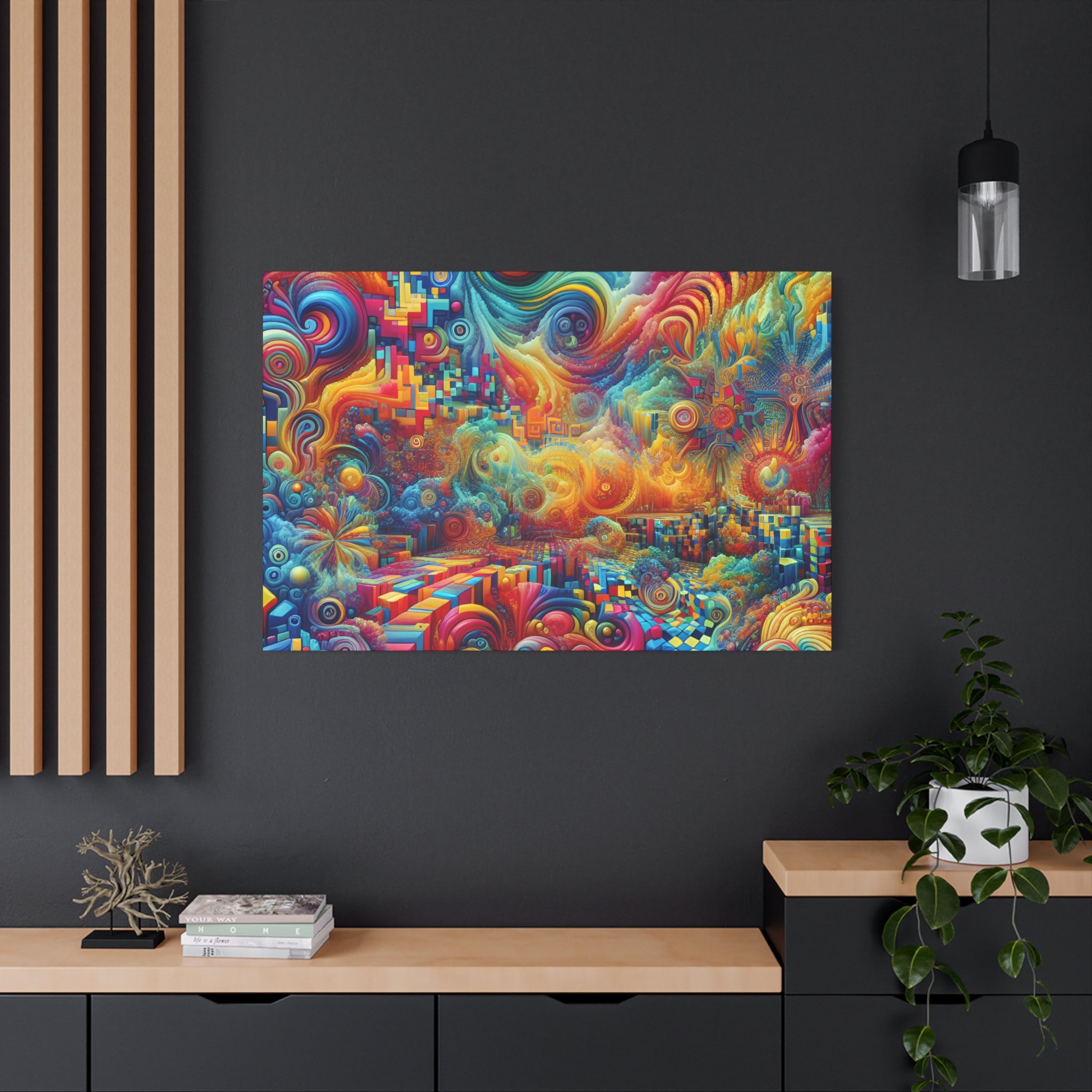 Vibrant Vortex of Psychedelic Dreams Canvas Art Print - Canvas