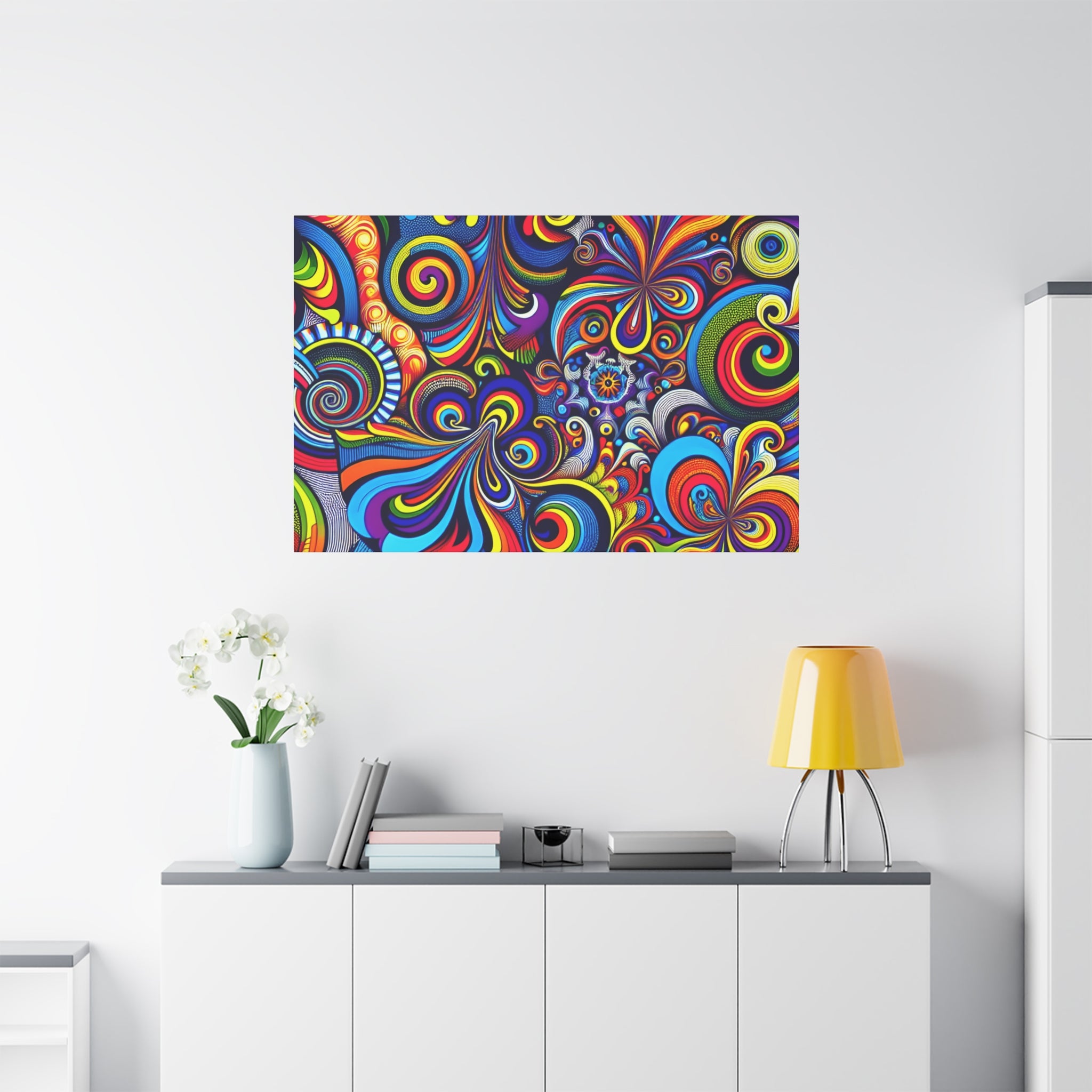 Vibrant Psychedelic Swirls Abstract Art Canvas - Canvas