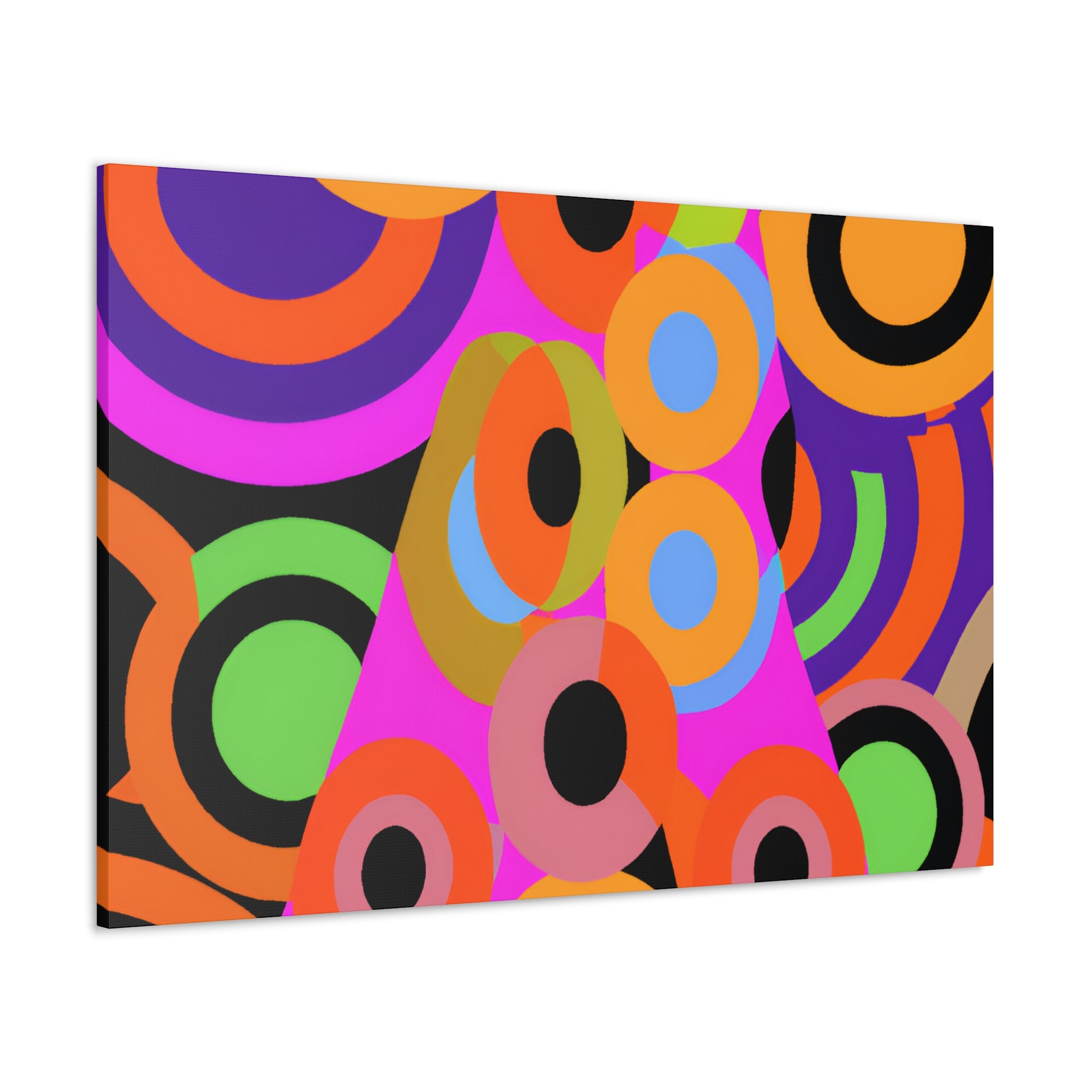 Vibrant Retro Circles Abstract Art Canvas - Canvas