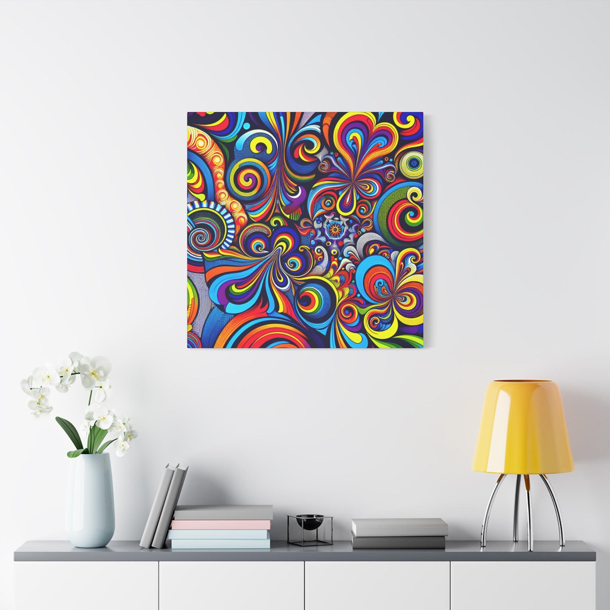 Vibrant Psychedelic Swirls Abstract Art Canvas - Canvas