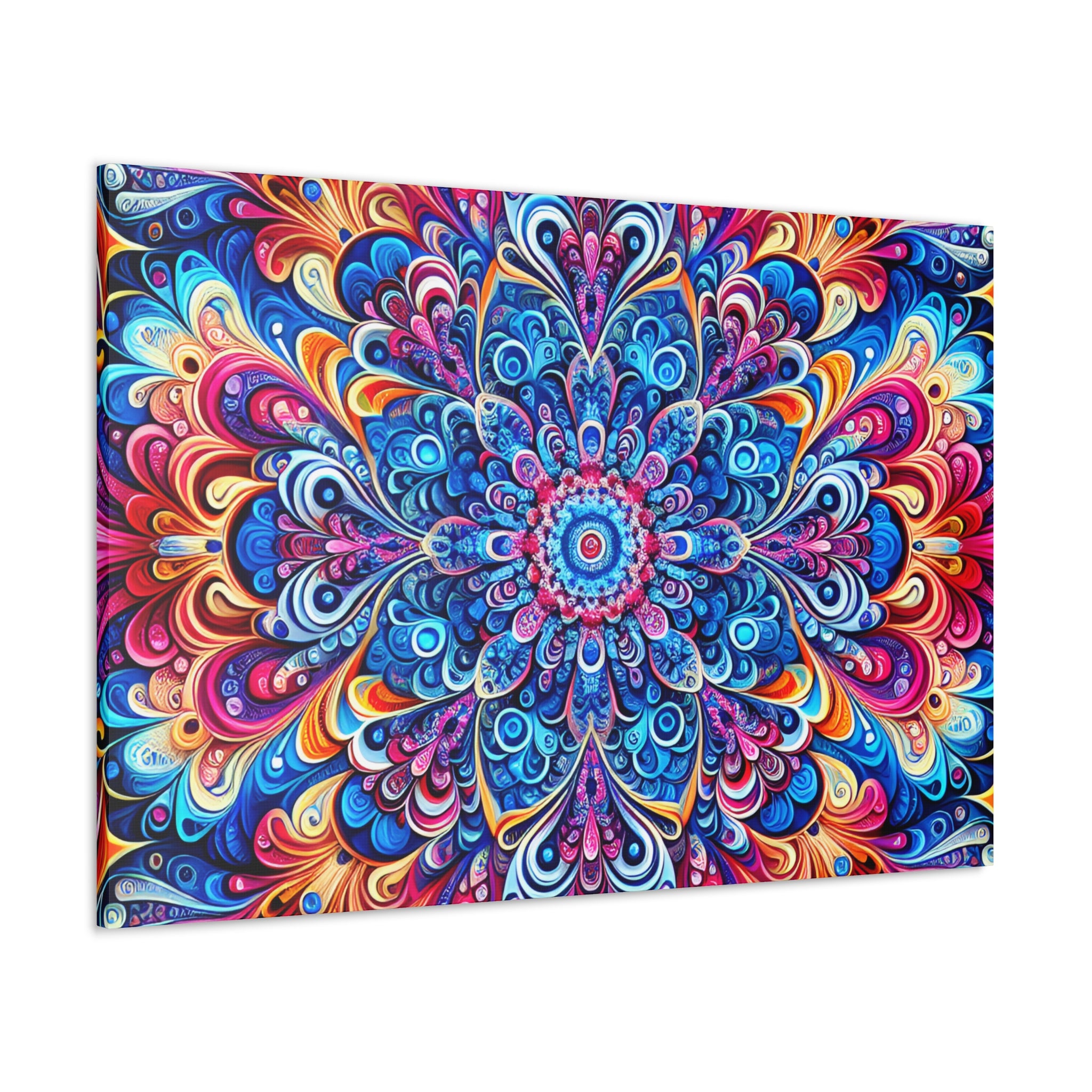 Vibrant Psychedelic Mandala Canvas Art Print - Canvas