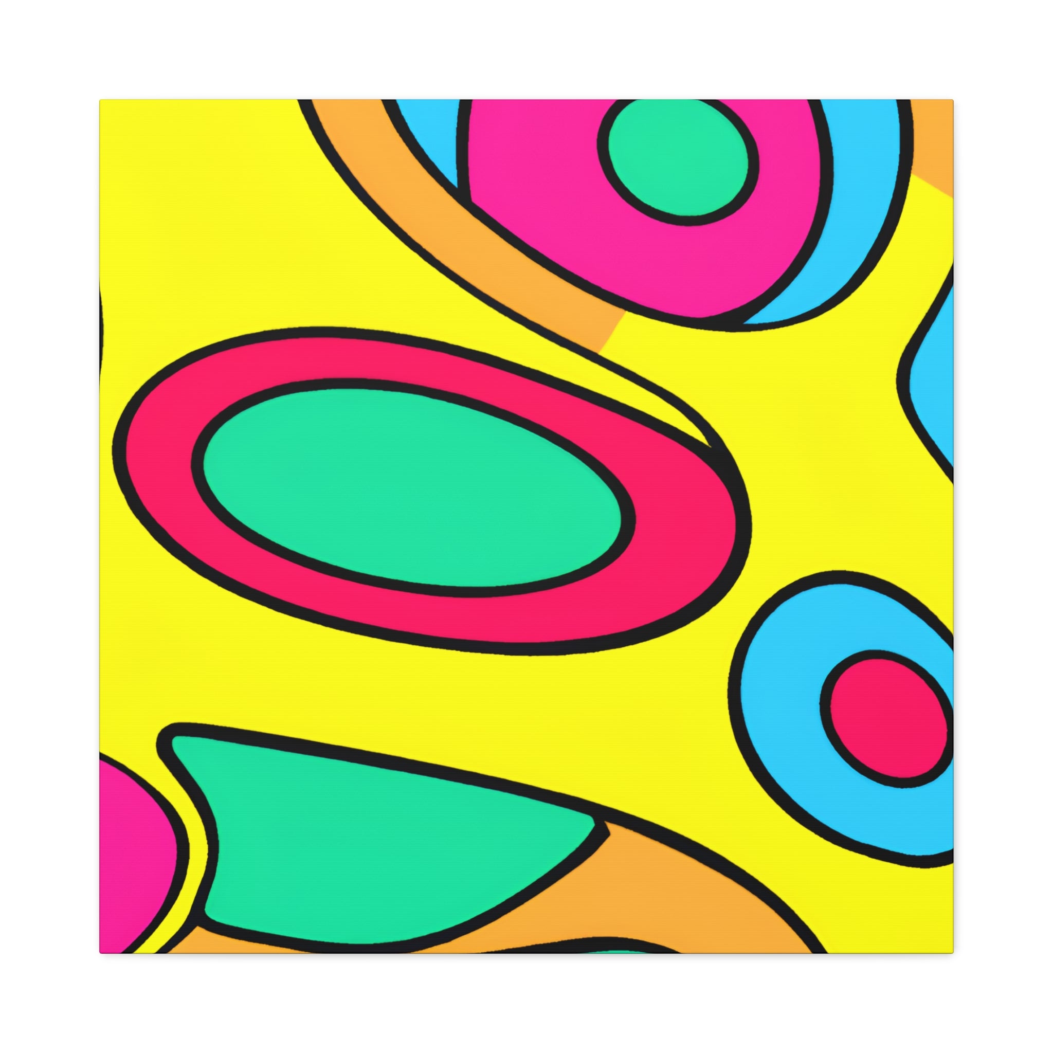 Vibrant Retro Pop Art Ellipses Canvas Print - Canvas