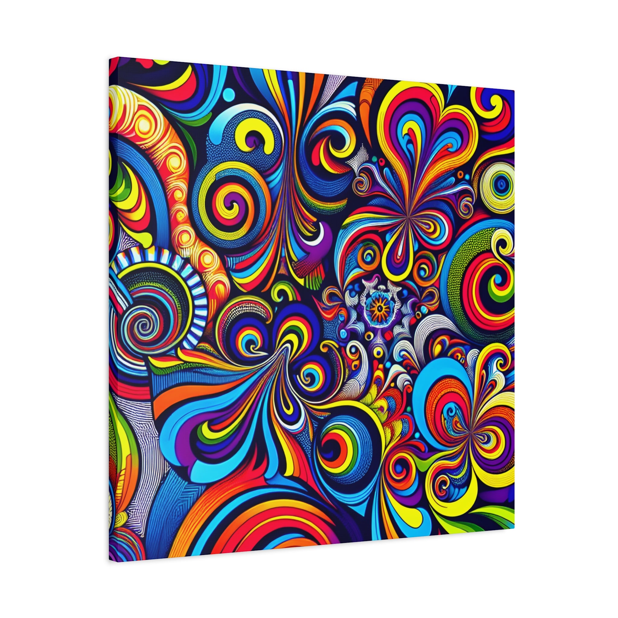 Vibrant Psychedelic Swirls Abstract Art Canvas - Canvas