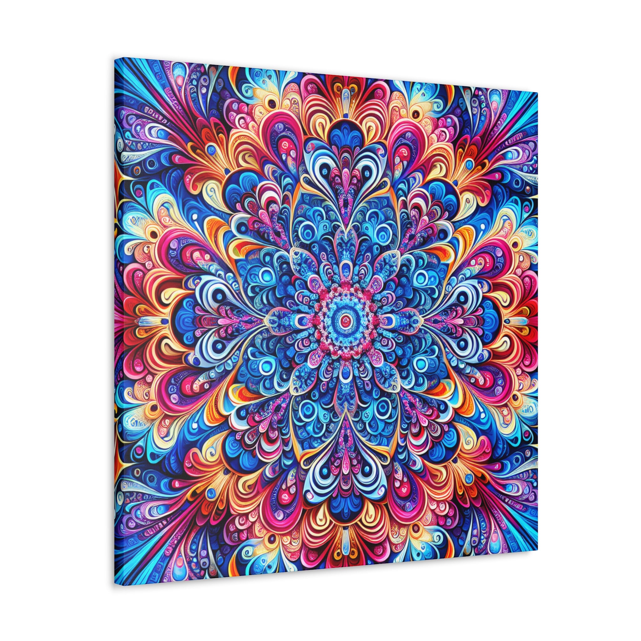 Vibrant Psychedelic Mandala Canvas Art Print - Canvas