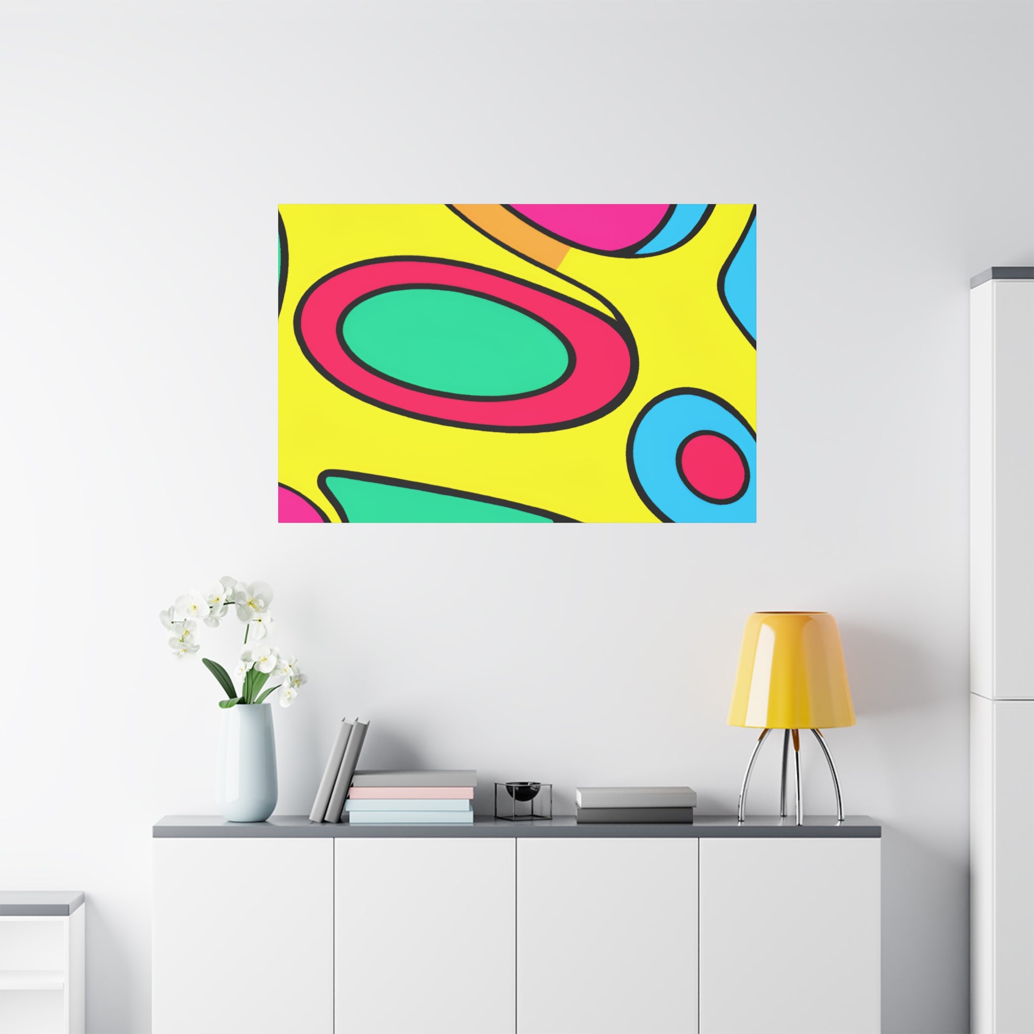 Vibrant Retro Pop Art Ellipses Canvas Print - Canvas