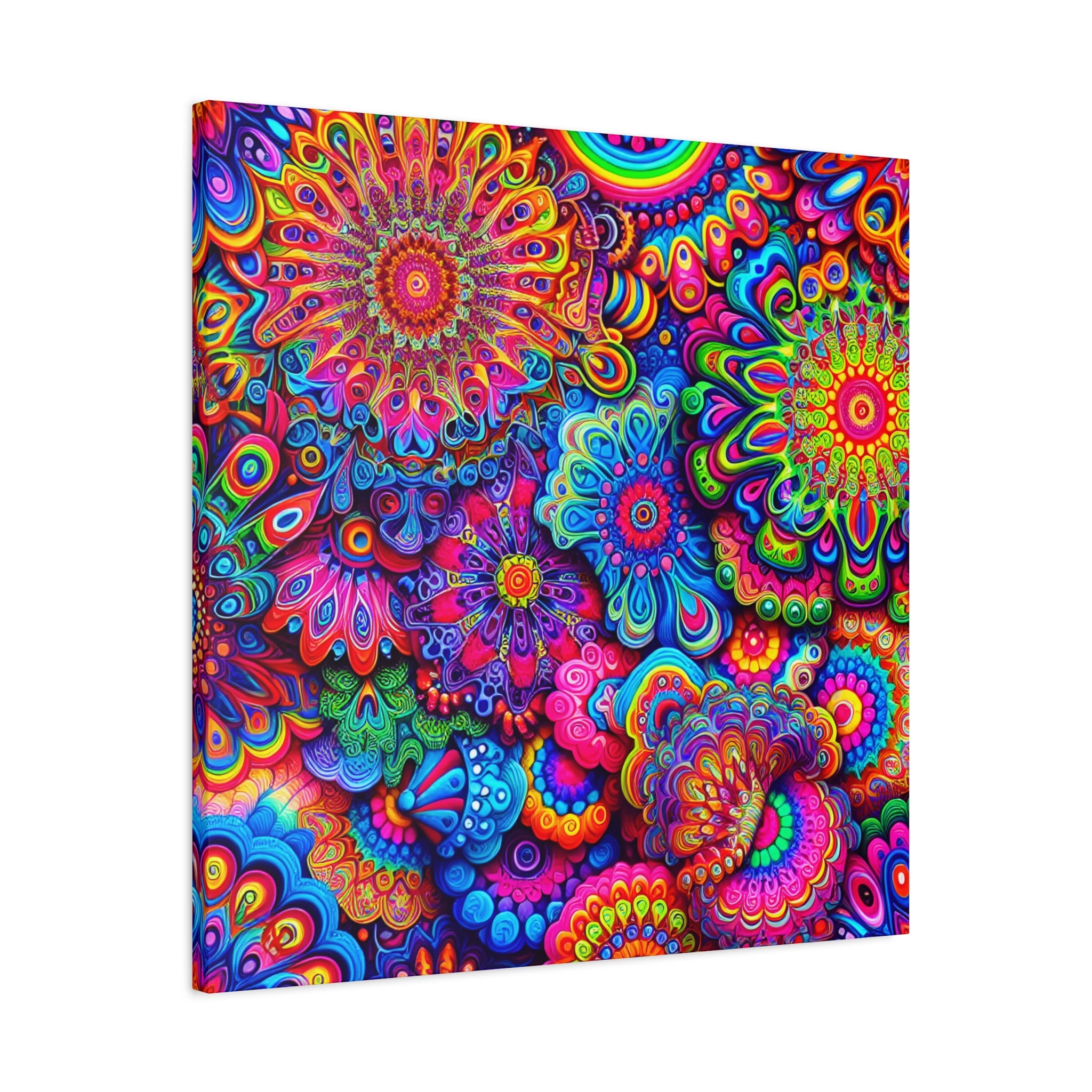 Psychedelic Floral Kaleidoscope Canvas Art Print - Canvas