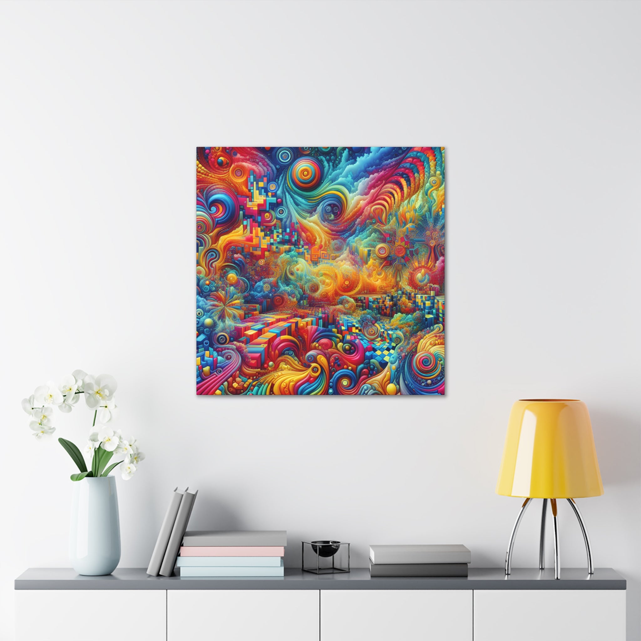 Vibrant Vortex of Psychedelic Dreams Canvas Art Print - Canvas